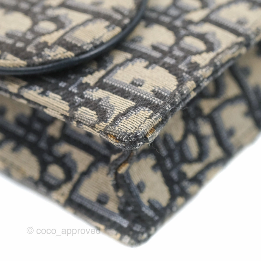 Christian Dior Saddle Chain Pouch Navy Oblique Jacquard