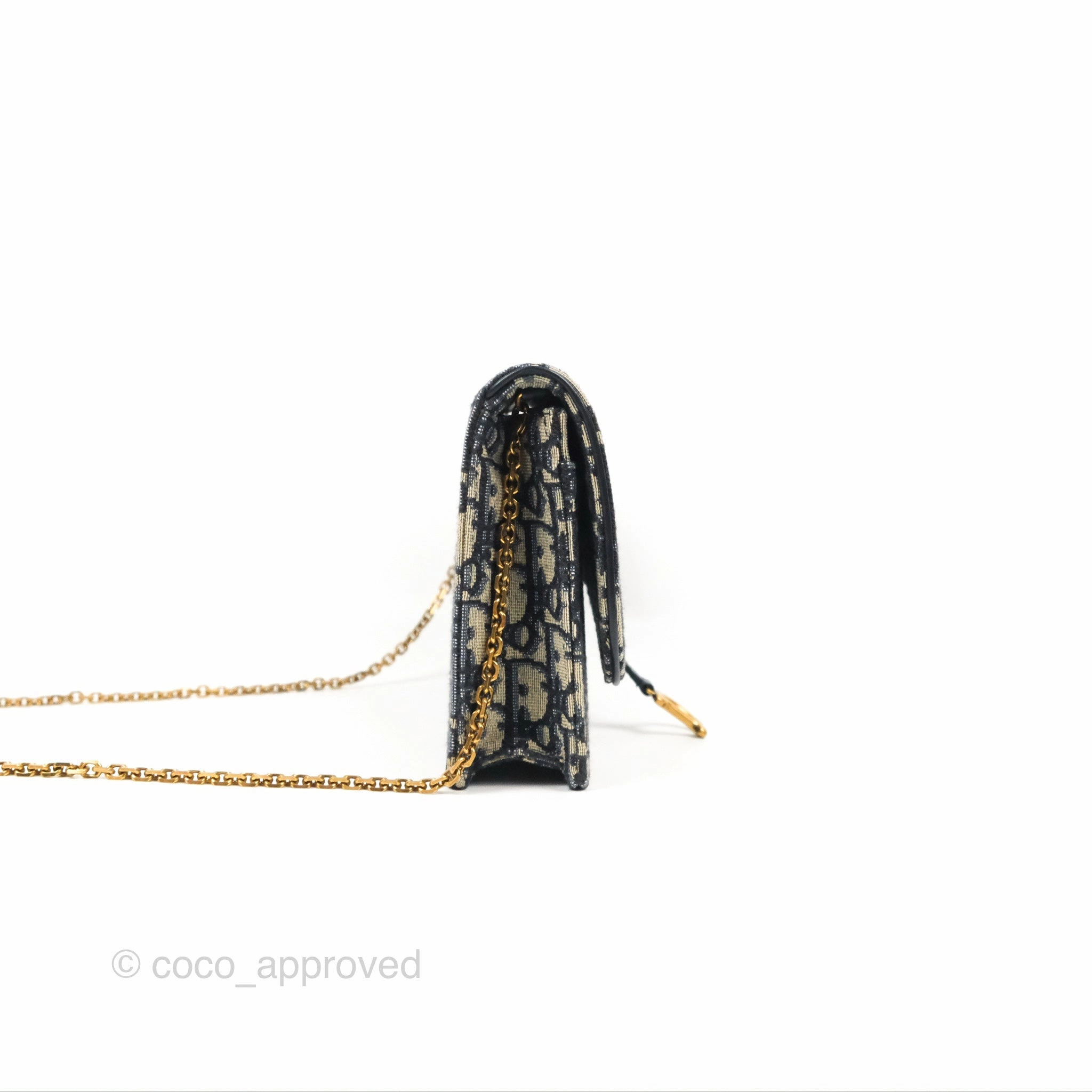 Christian Dior Saddle Chain Pouch Navy Oblique Jacquard