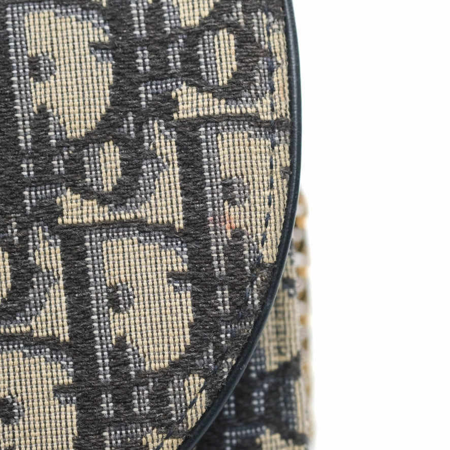 Christian Dior Saddle Chain Pouch Navy Oblique Jacquard