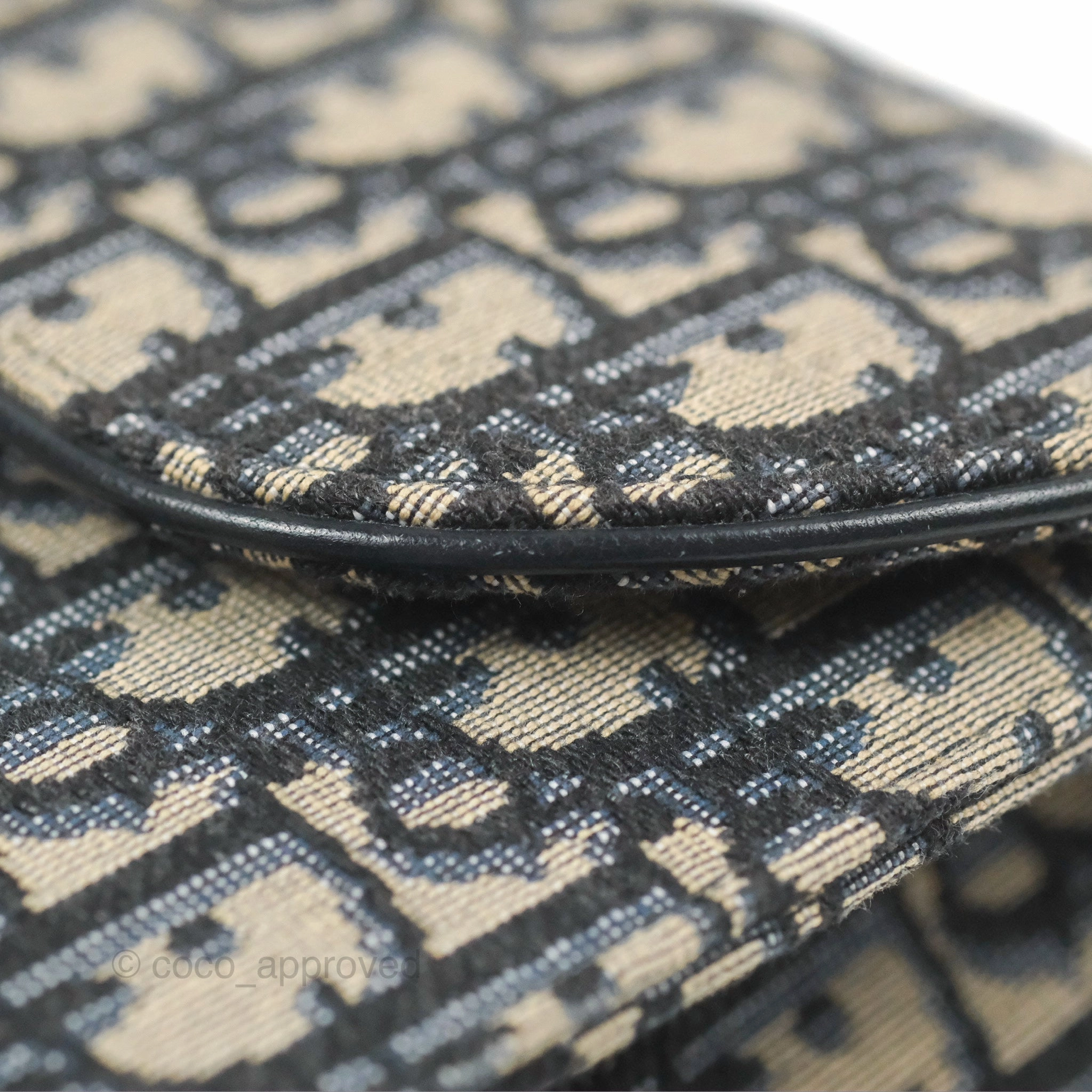 Christian Dior Saddle Chain Pouch Navy Oblique Jacquard