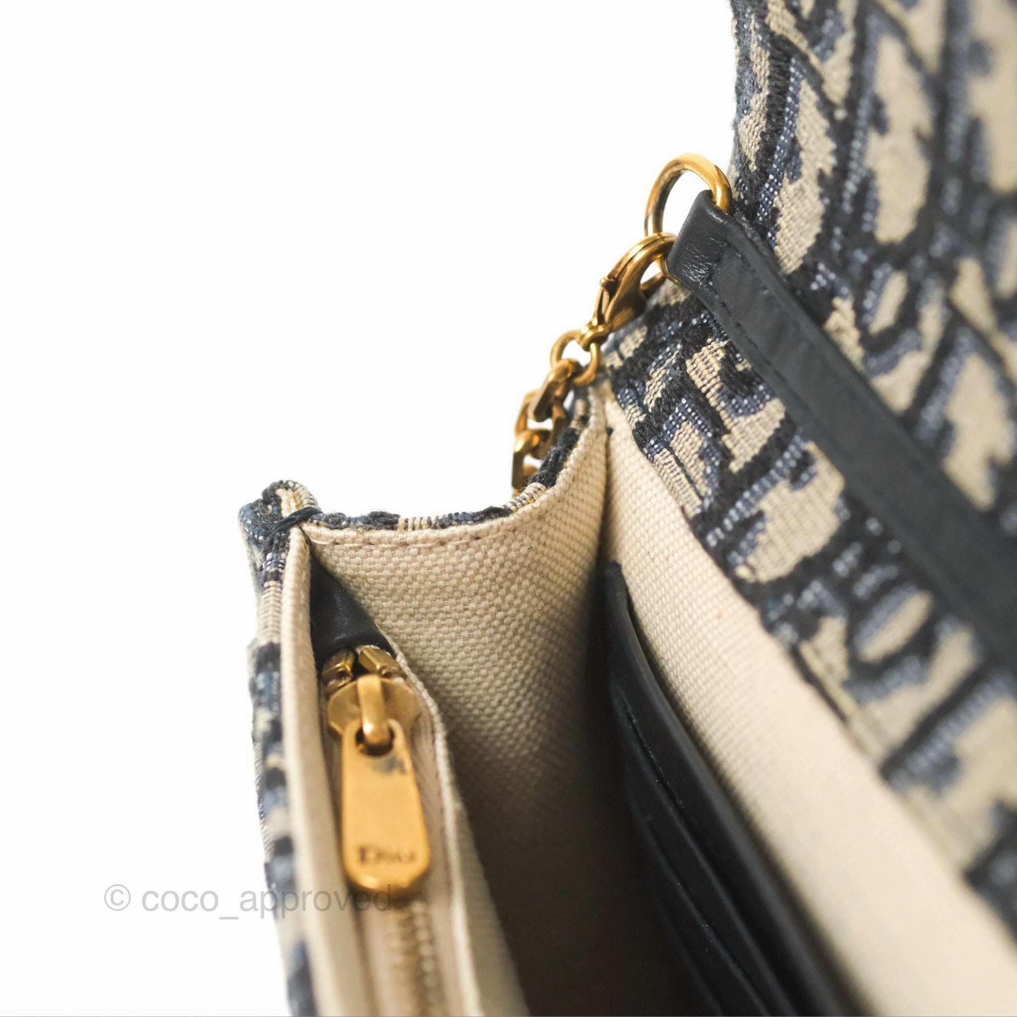 Christian Dior Saddle Chain Pouch Navy Oblique Jacquard