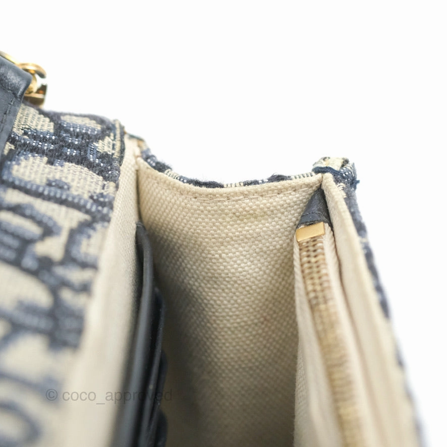 Christian Dior Saddle Chain Pouch Navy Oblique Jacquard