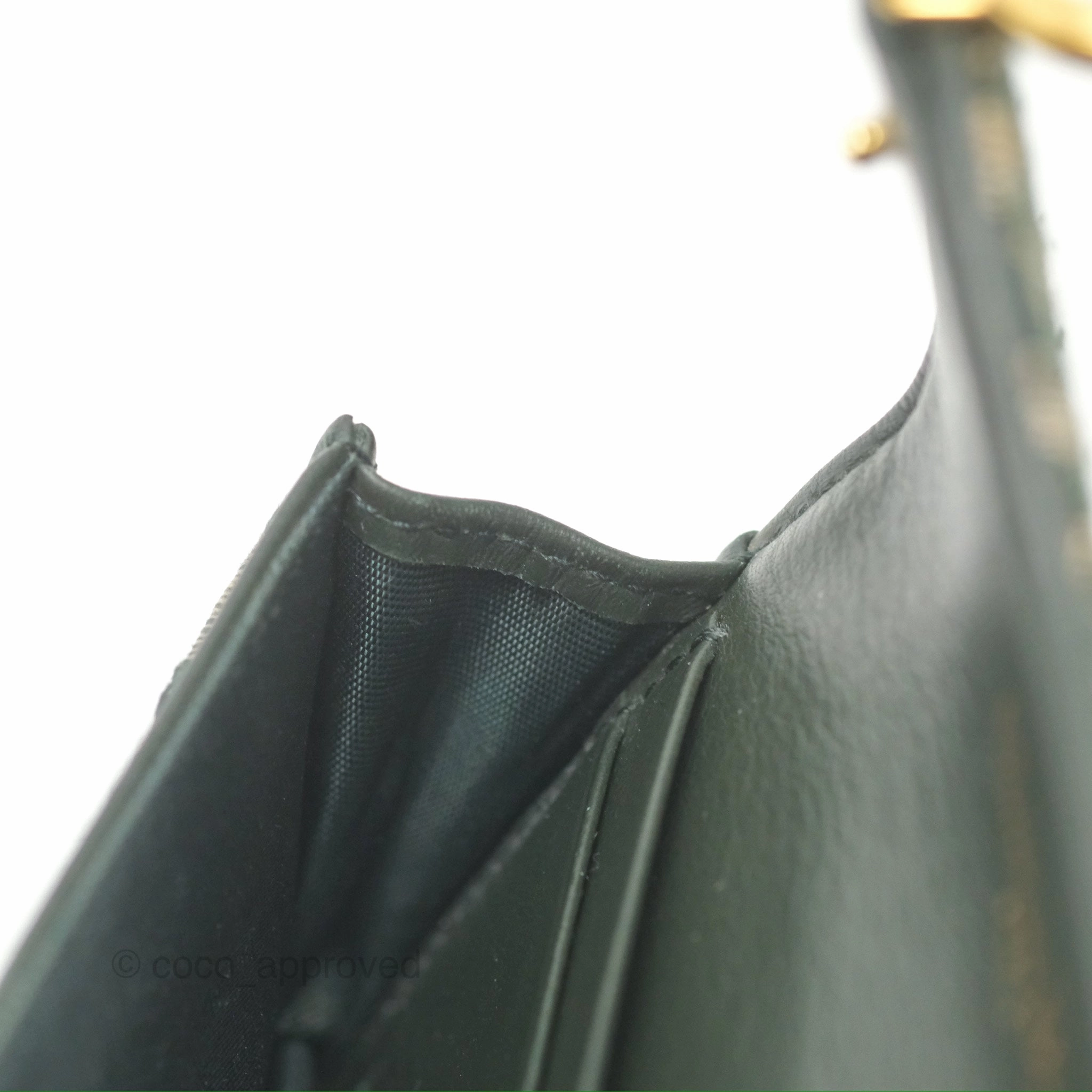 Christian Dior Saddle Flap Card Holder Green Dior Oblique Jacquard