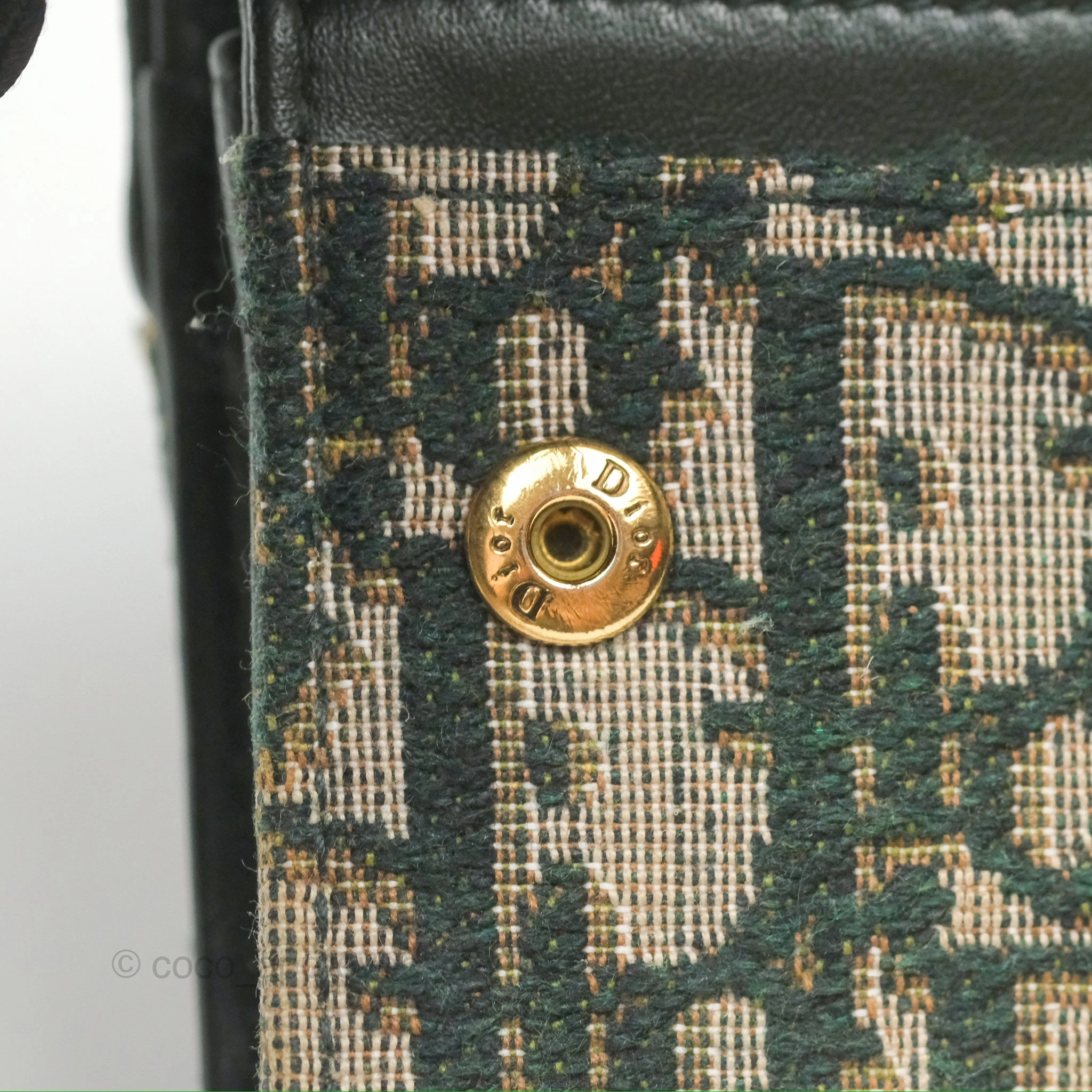 Christian Dior Saddle Flap Card Holder Green Dior Oblique Jacquard