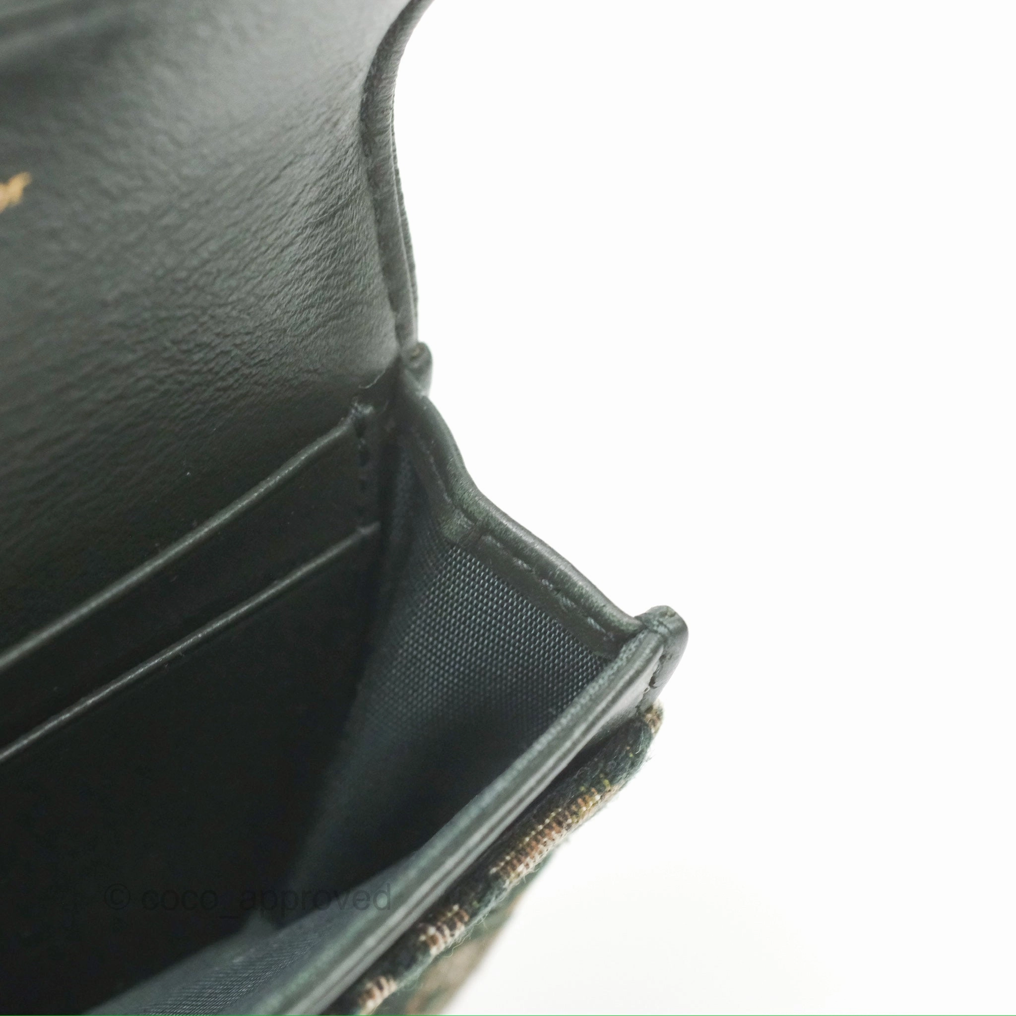 Christian Dior Saddle Flap Card Holder Green Dior Oblique Jacquard