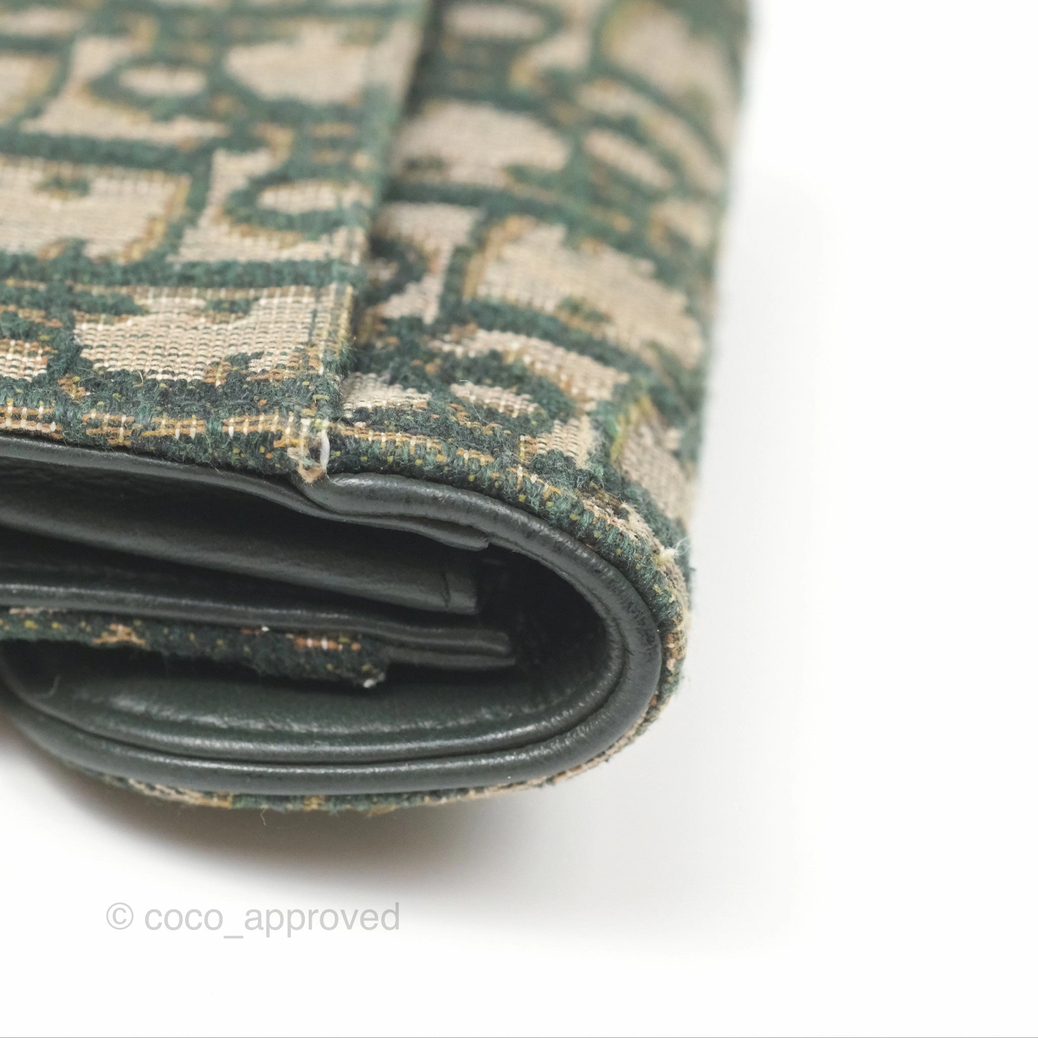Christian Dior Saddle Flap Card Holder Green Dior Oblique Jacquard