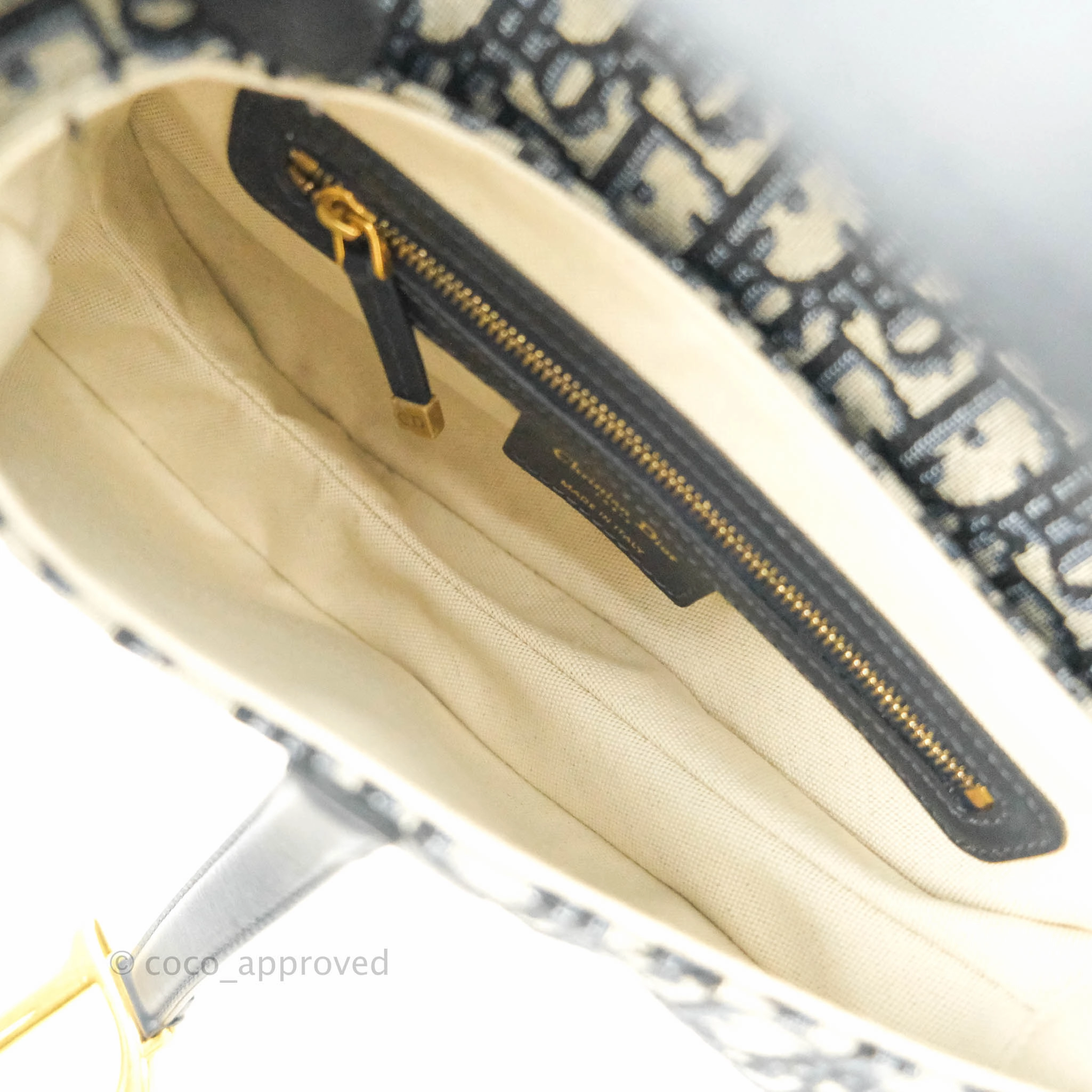 Christian Dior Saddle Medium Blue Oblique Jacquard Gold Hardware