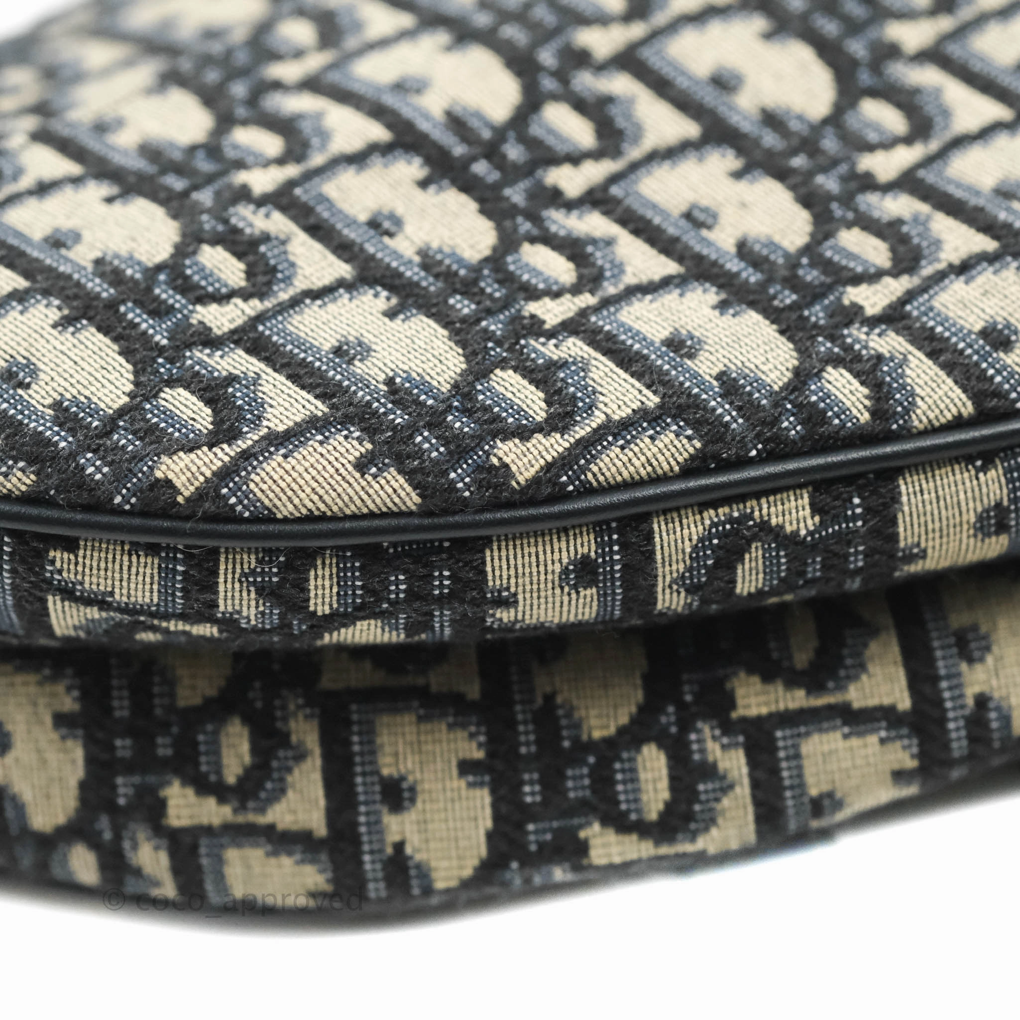 Christian Dior Saddle Medium Blue Oblique Jacquard Gold Hardware