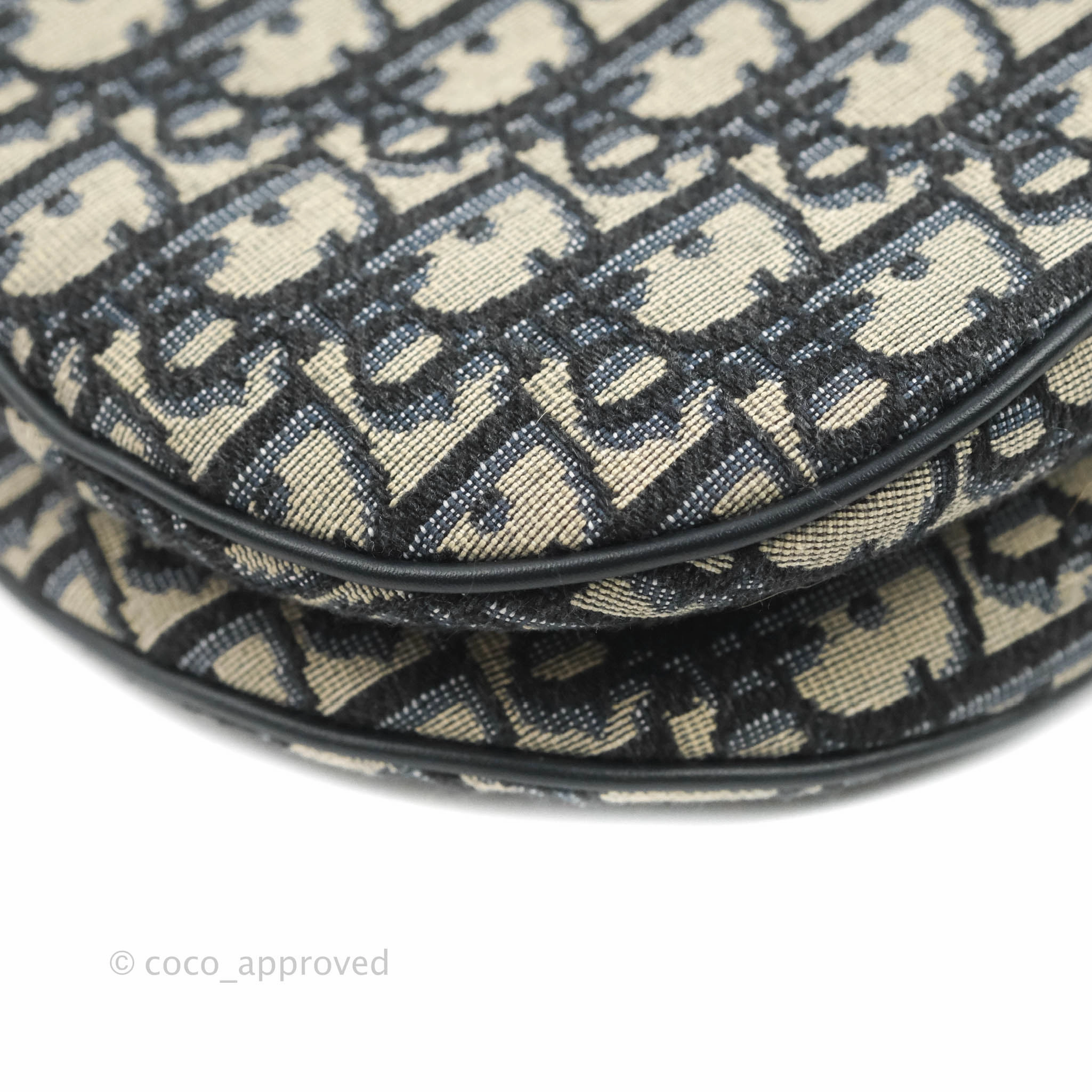 Christian Dior Saddle Medium Blue Oblique Jacquard Gold Hardware