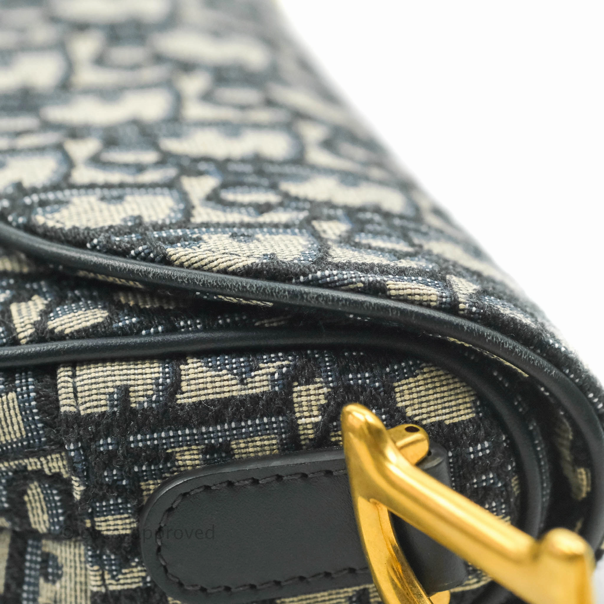 Christian Dior Saddle Medium Blue Oblique Jacquard Gold Hardware