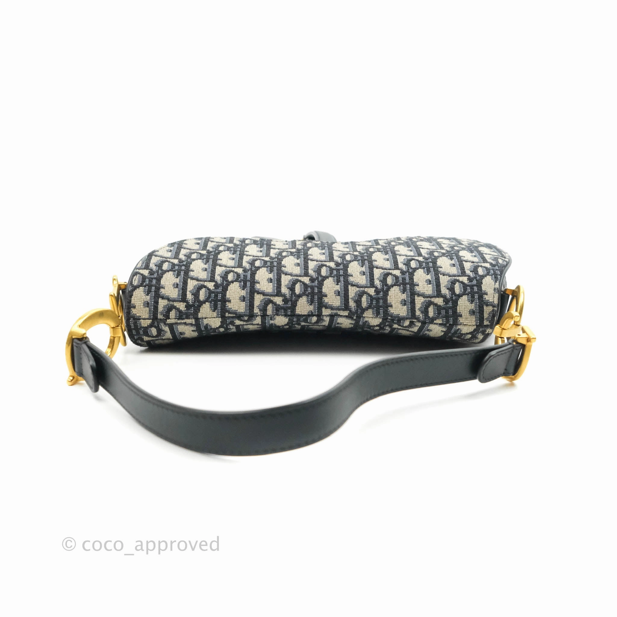 Christian Dior Saddle Medium Blue Oblique Jacquard Gold Hardware