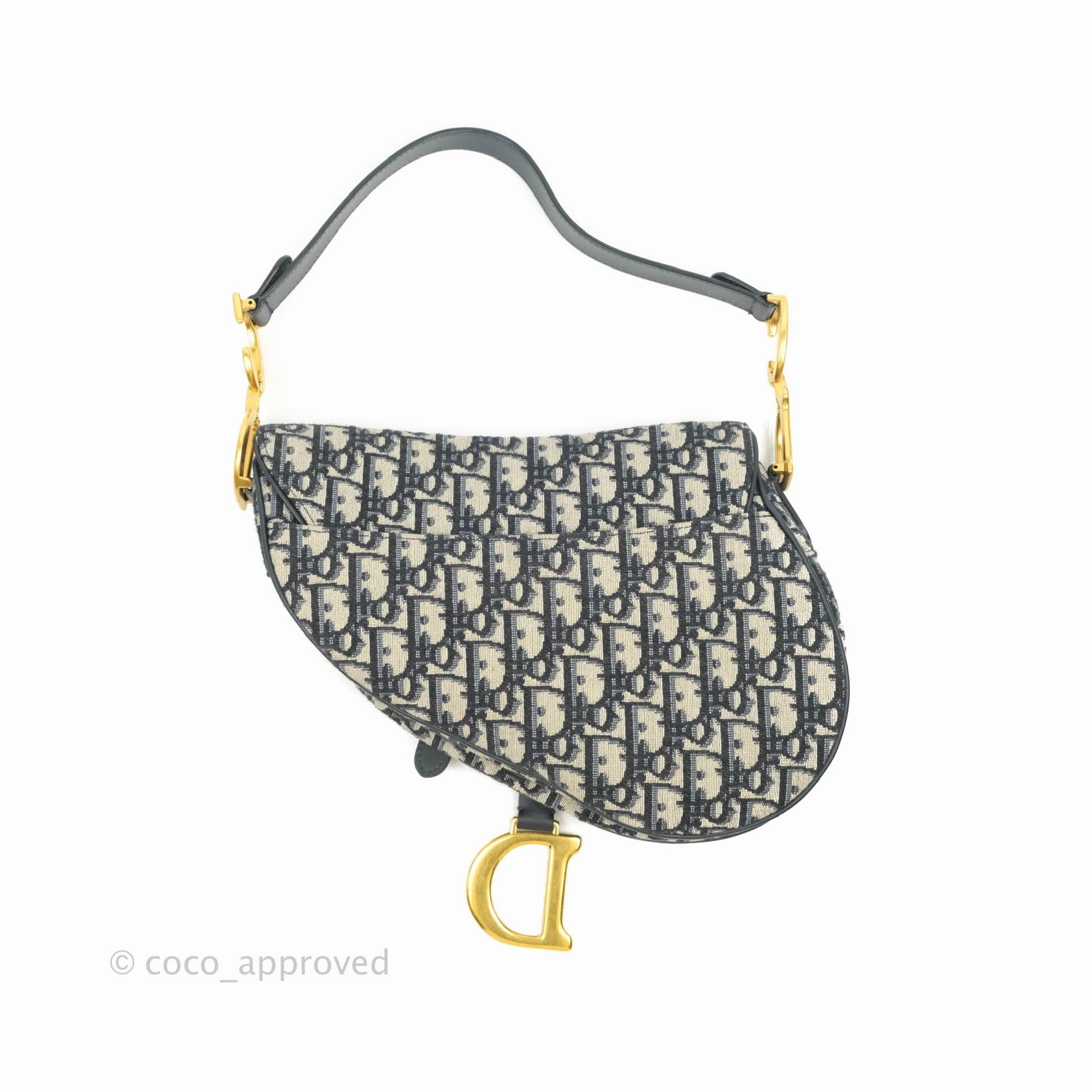 Christian Dior Saddle Medium Blue Oblique Jacquard Gold Hardware