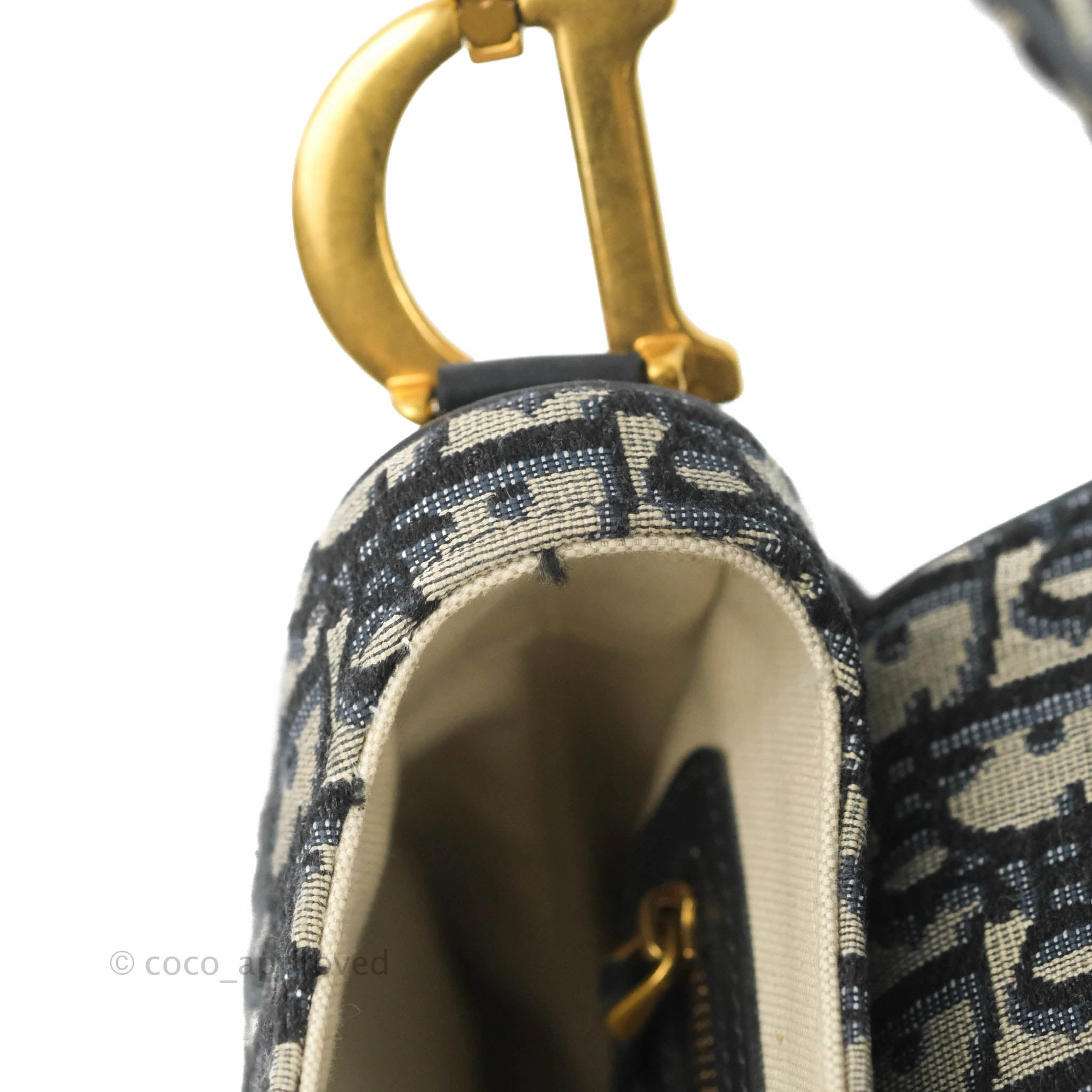 Christian Dior Saddle Medium Blue Oblique Jacquard Gold Hardware