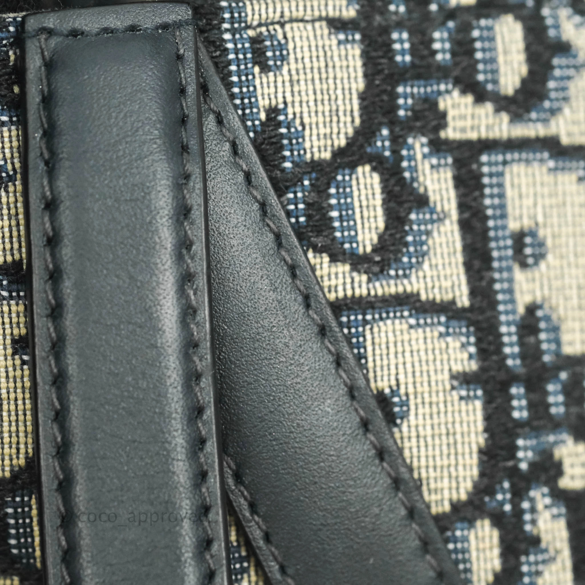 Christian Dior Saddle Medium Blue Oblique Jacquard Gold Hardware