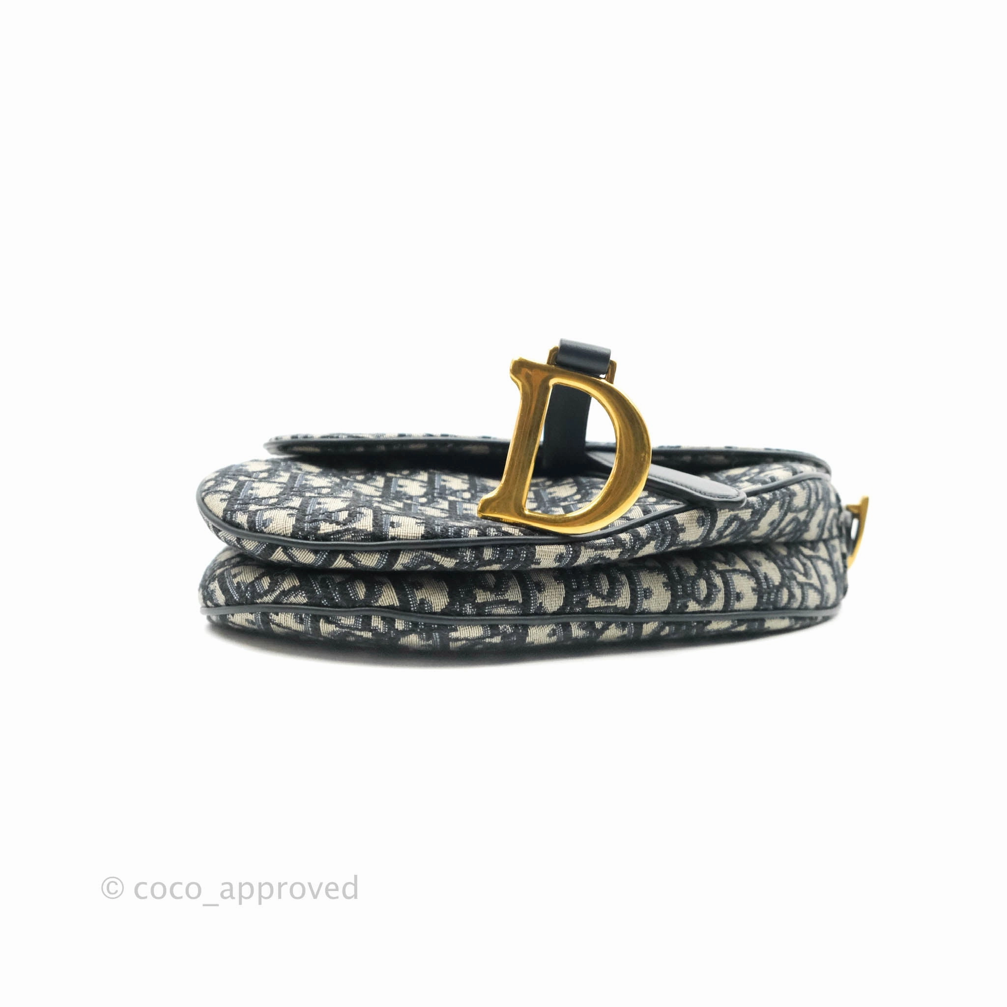 Christian Dior Saddle Medium Blue Oblique Jacquard Gold Hardware