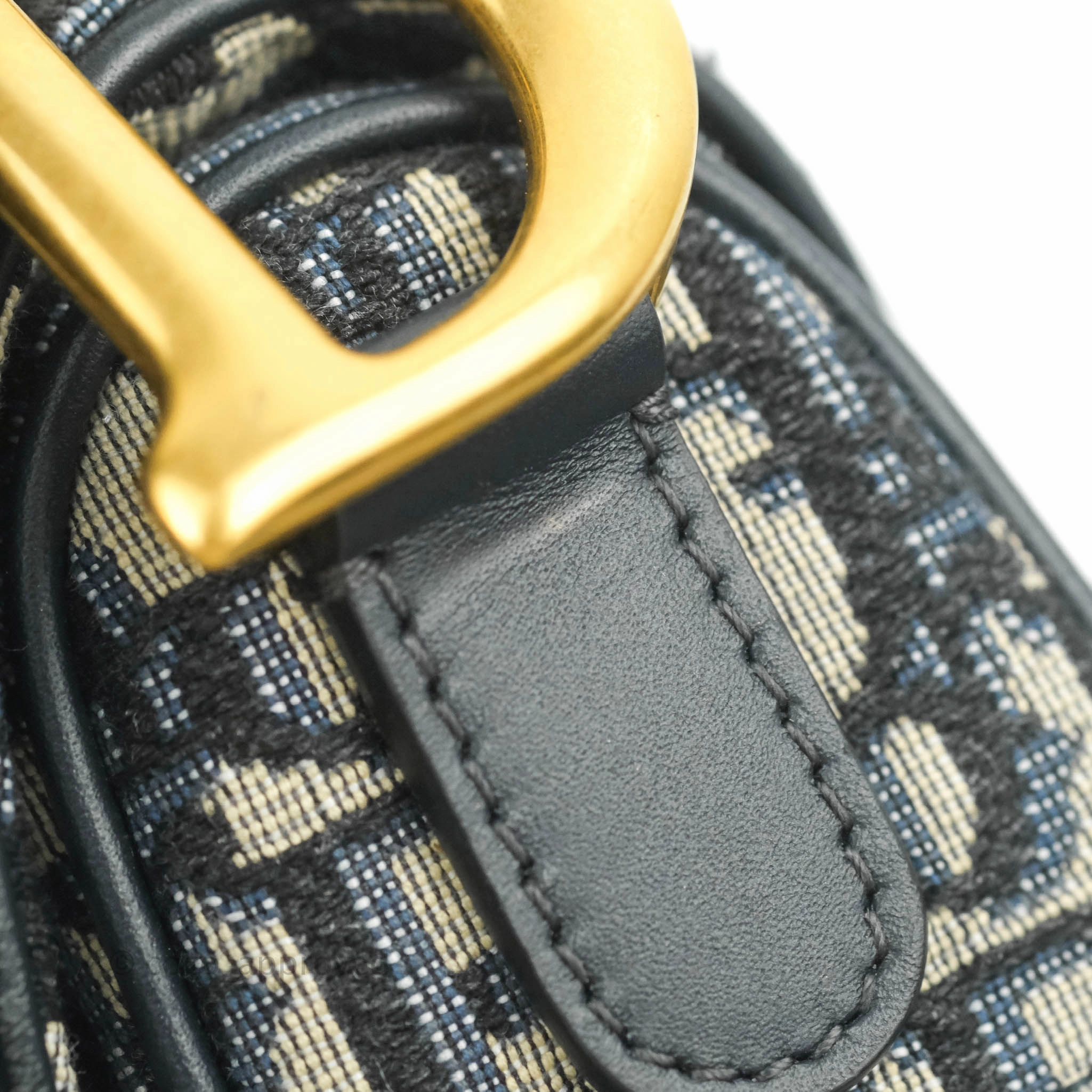 Christian Dior Saddle Medium Blue Oblique Jacquard Gold Hardware