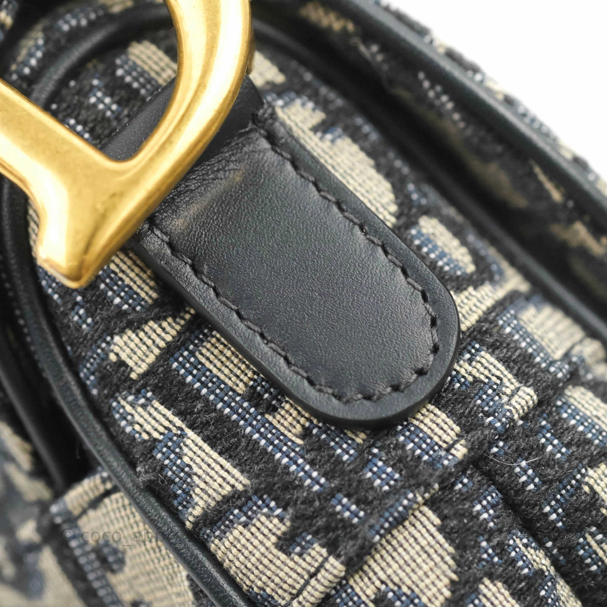 Christian Dior Saddle Medium Blue Oblique Jacquard Gold Hardware