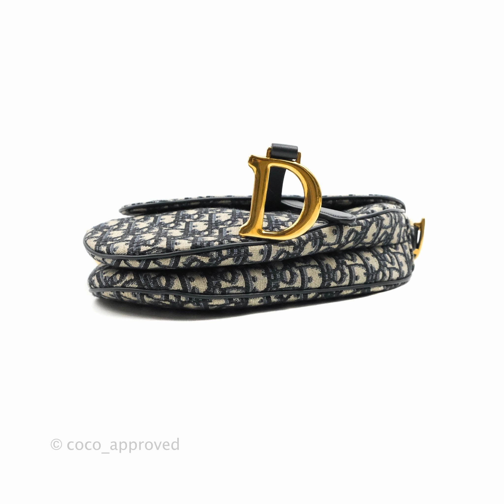 Christian Dior Saddle Medium Blue Oblique Jacquard Gold Hardware
