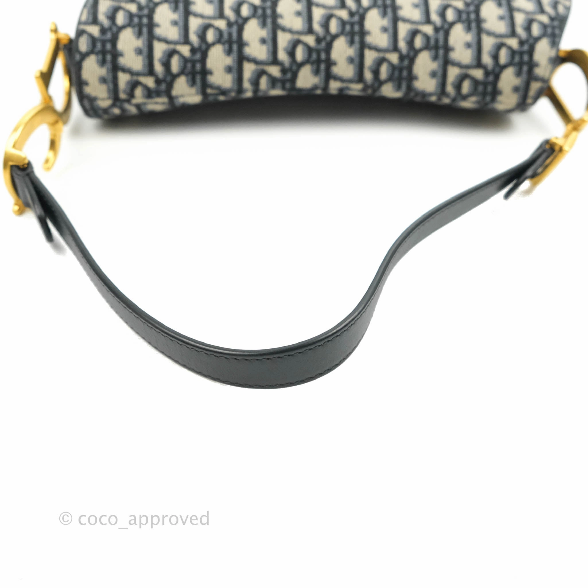 Christian Dior Saddle Medium Blue Oblique Jacquard Gold Hardware