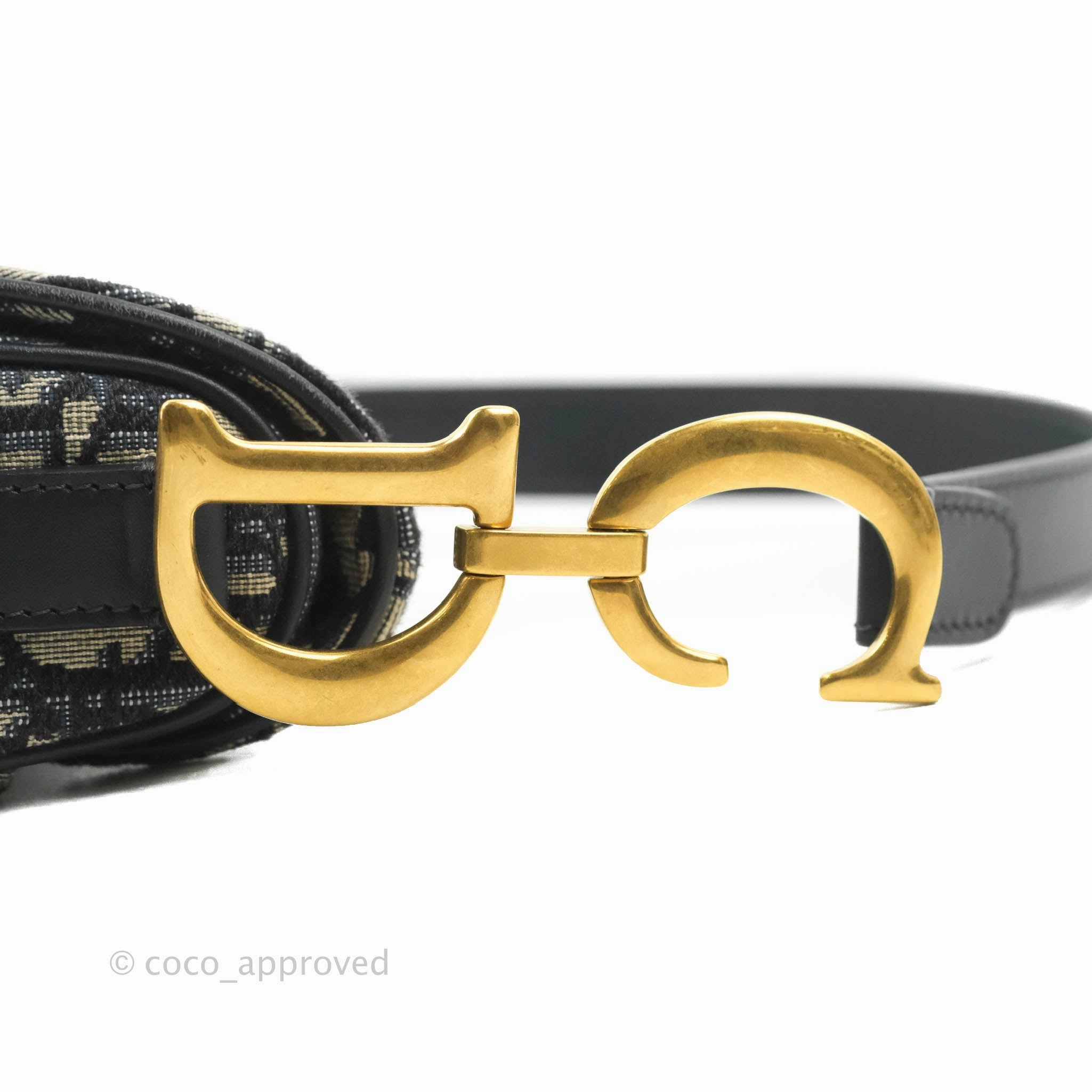 Christian Dior Saddle Medium Blue Oblique Jacquard Gold Hardware
