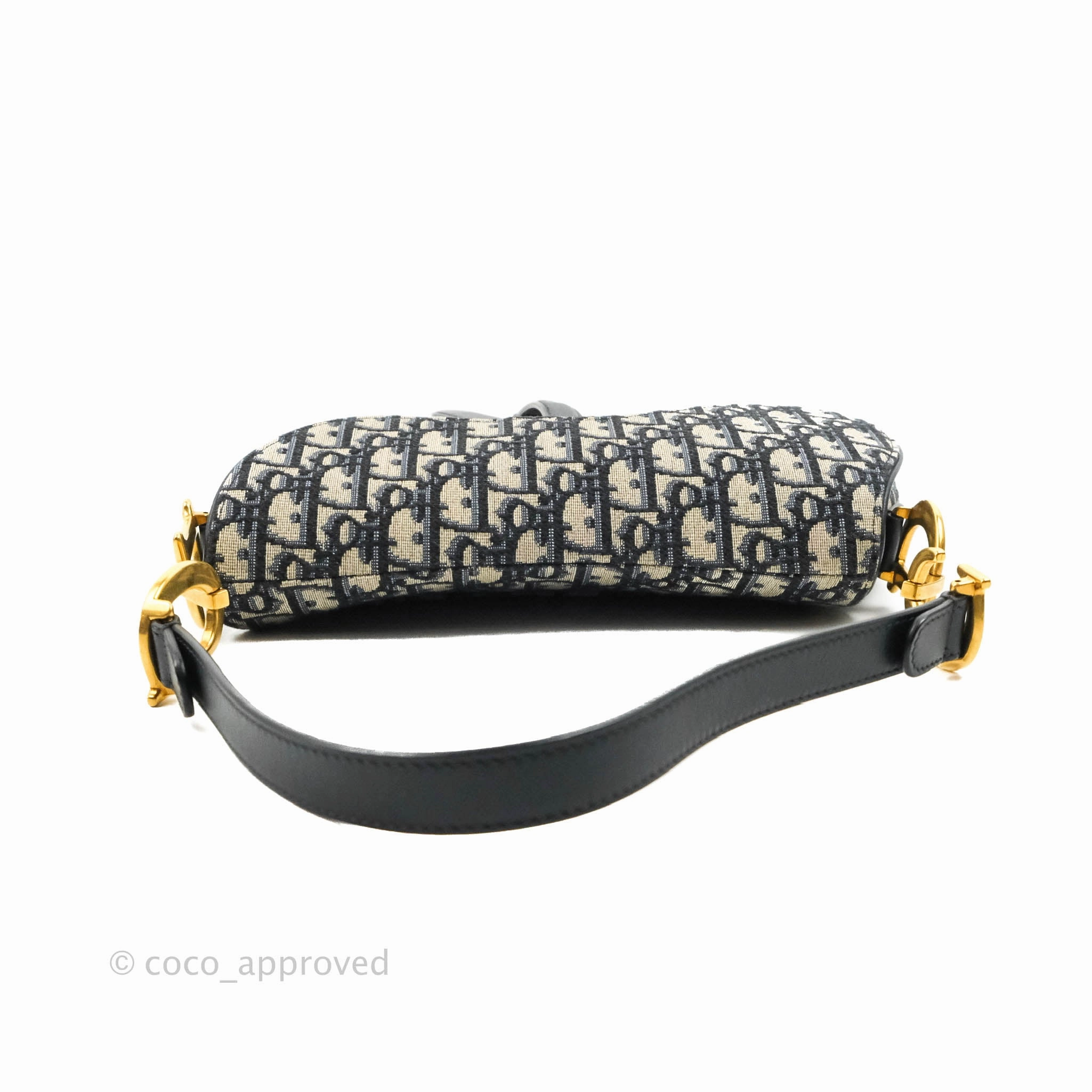 Christian Dior Saddle Medium Blue Oblique Jacquard Gold Hardware