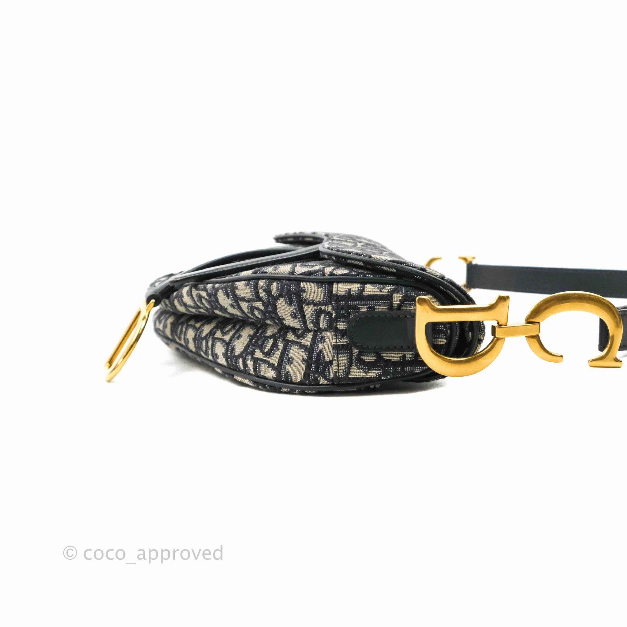 Christian Dior Saddle Medium Blue Oblique Jacquard Gold Hardware