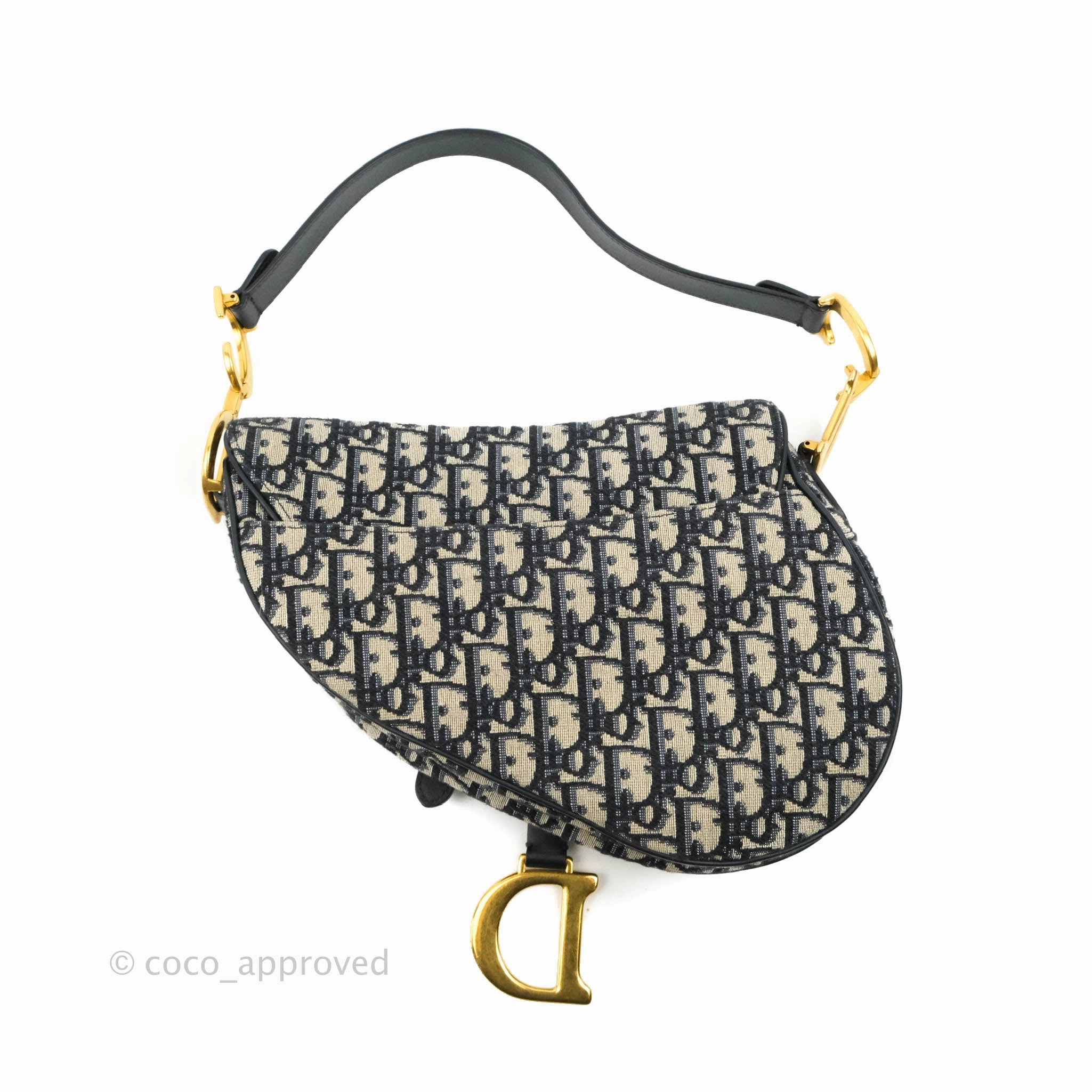 Christian Dior Saddle Medium Blue Oblique Jacquard Gold Hardware