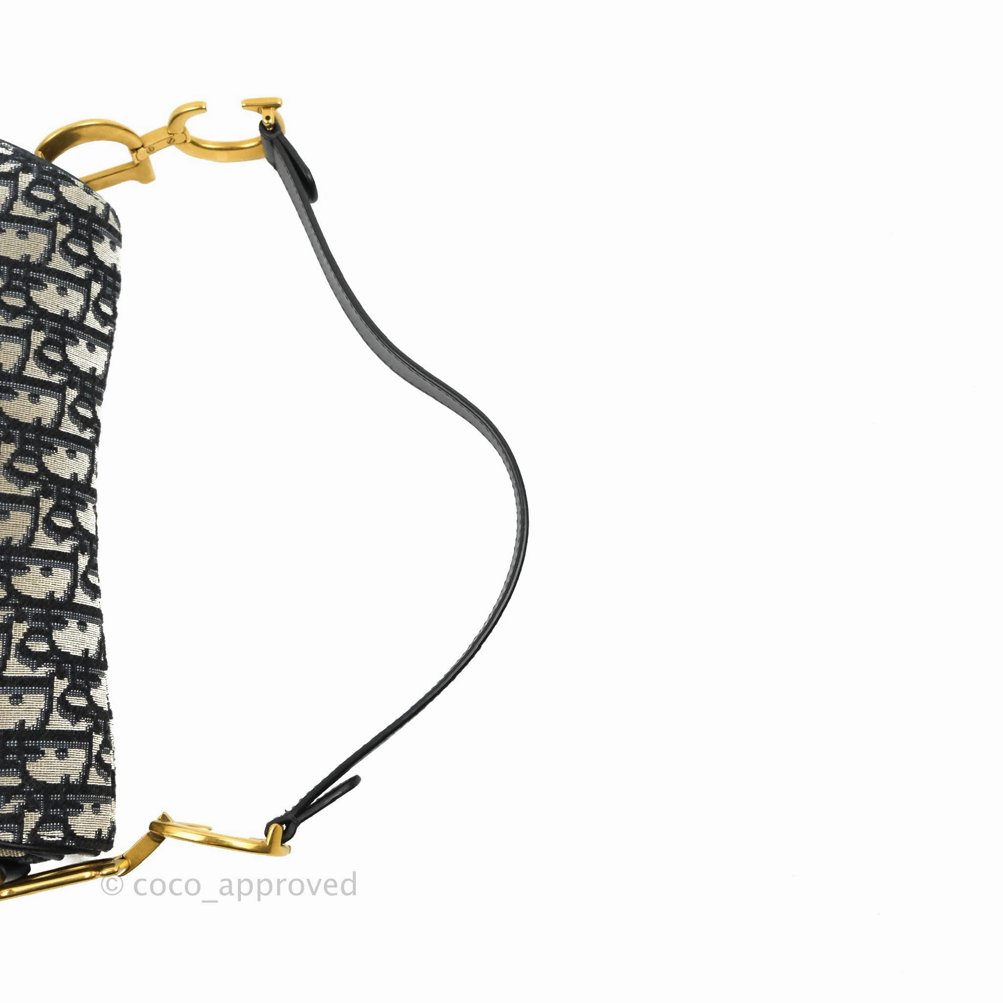 Christian Dior Saddle Medium Blue Oblique Jacquard Gold Hardware