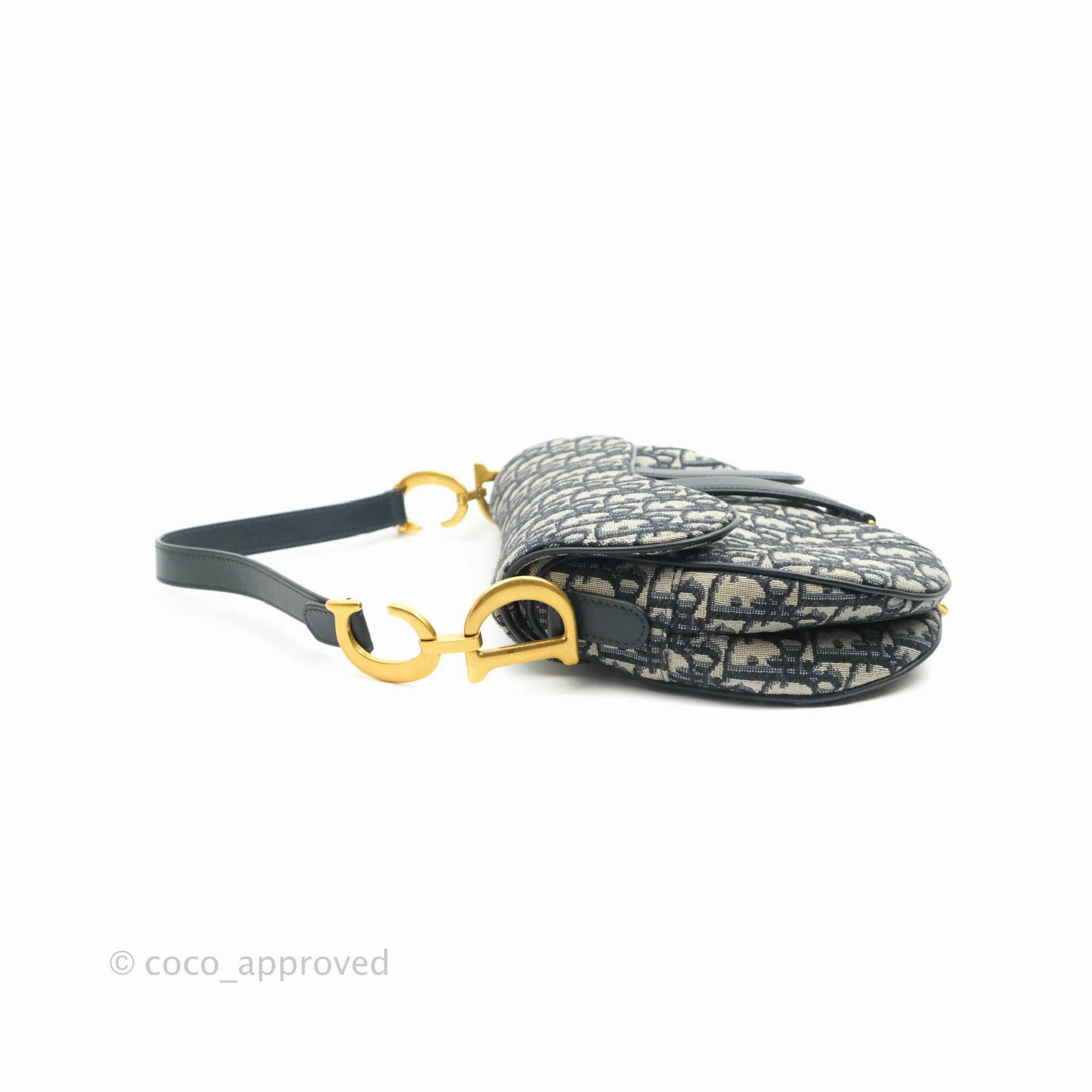 Christian Dior Saddle Medium Blue Oblique Jacquard Gold Hardware