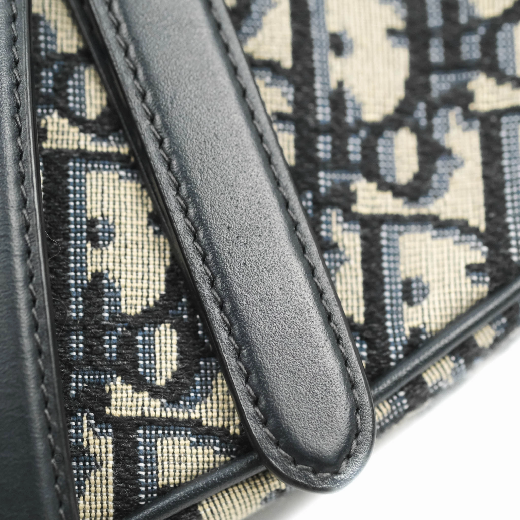 Christian Dior Saddle Medium Blue Oblique Jacquard Gold Hardware