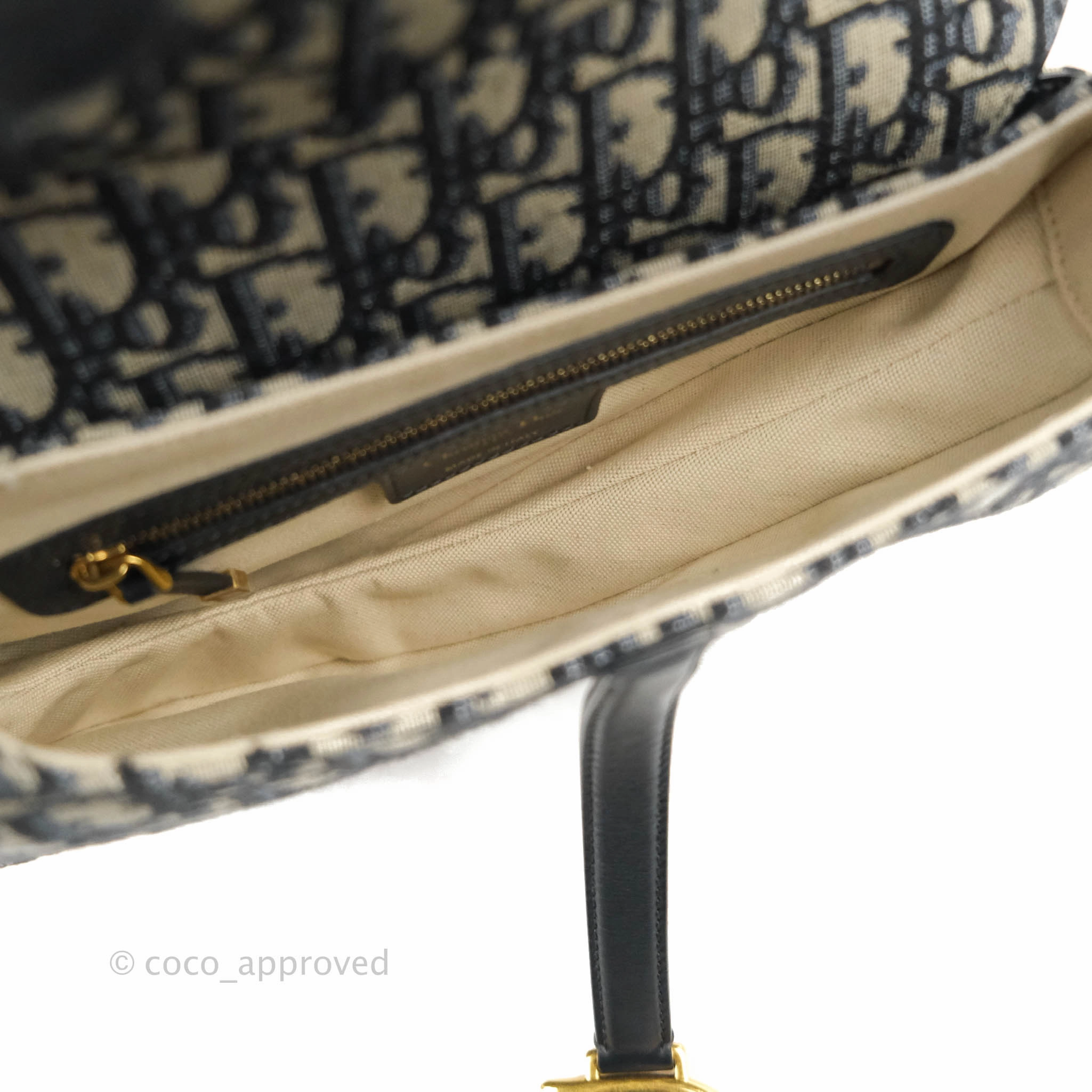 Christian Dior Saddle Medium Blue Oblique Jacquard Gold Hardware