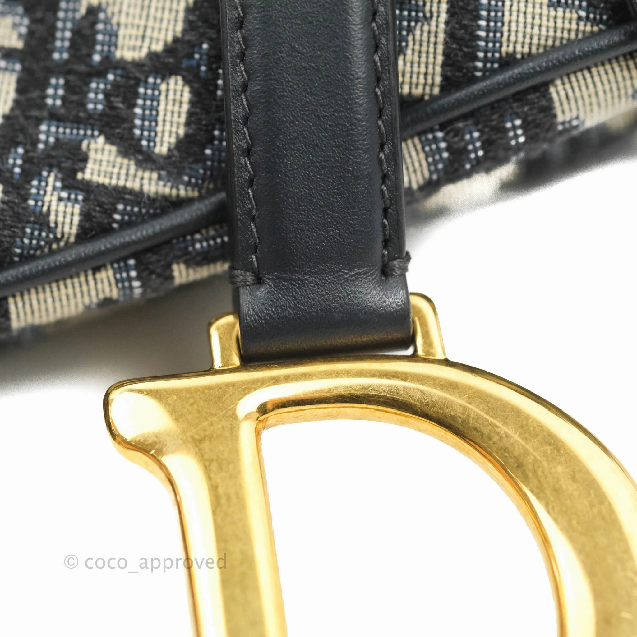 Christian Dior Saddle Medium Blue Oblique Jacquard Gold Hardware