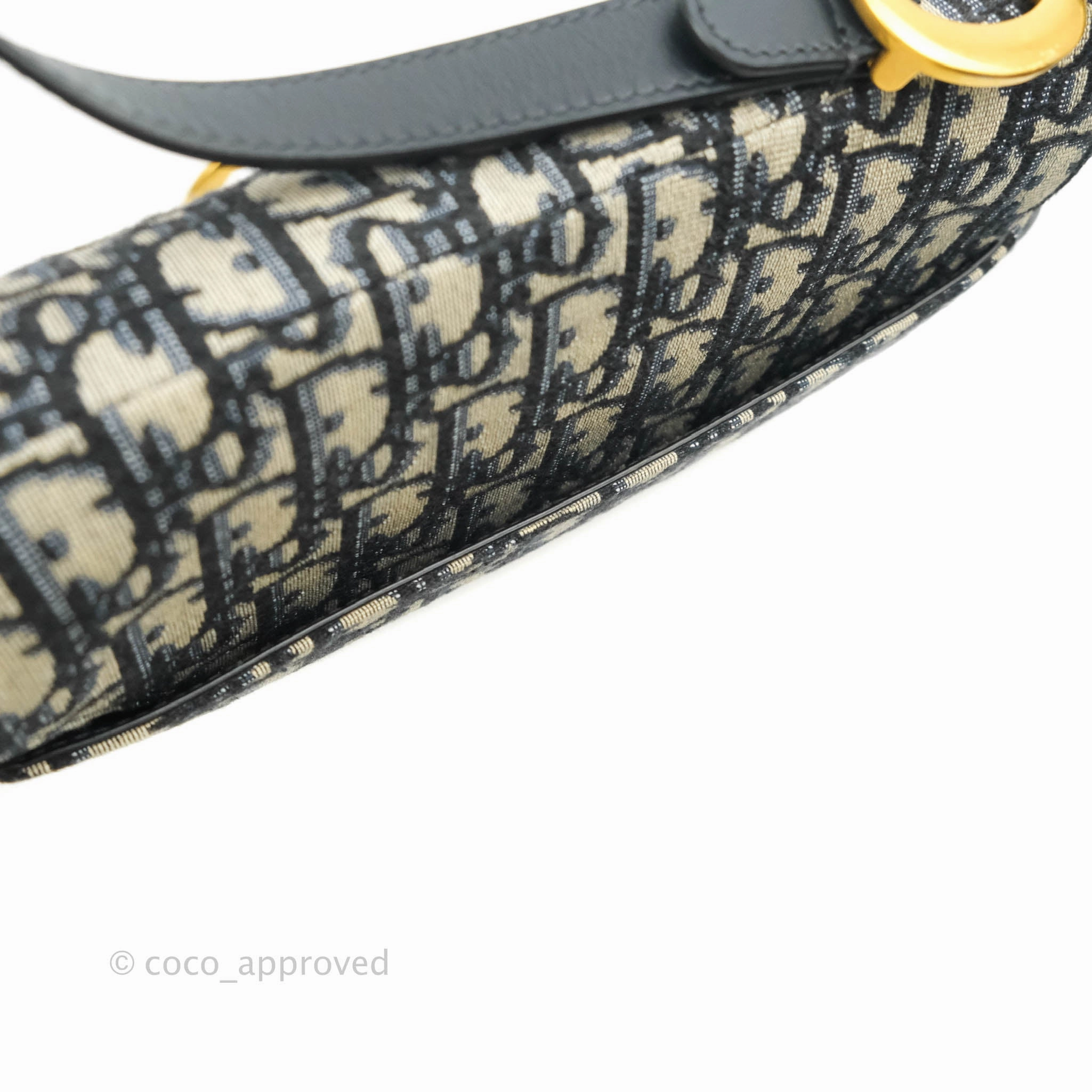 Christian Dior Saddle Medium Blue Oblique Jacquard Gold Hardware
