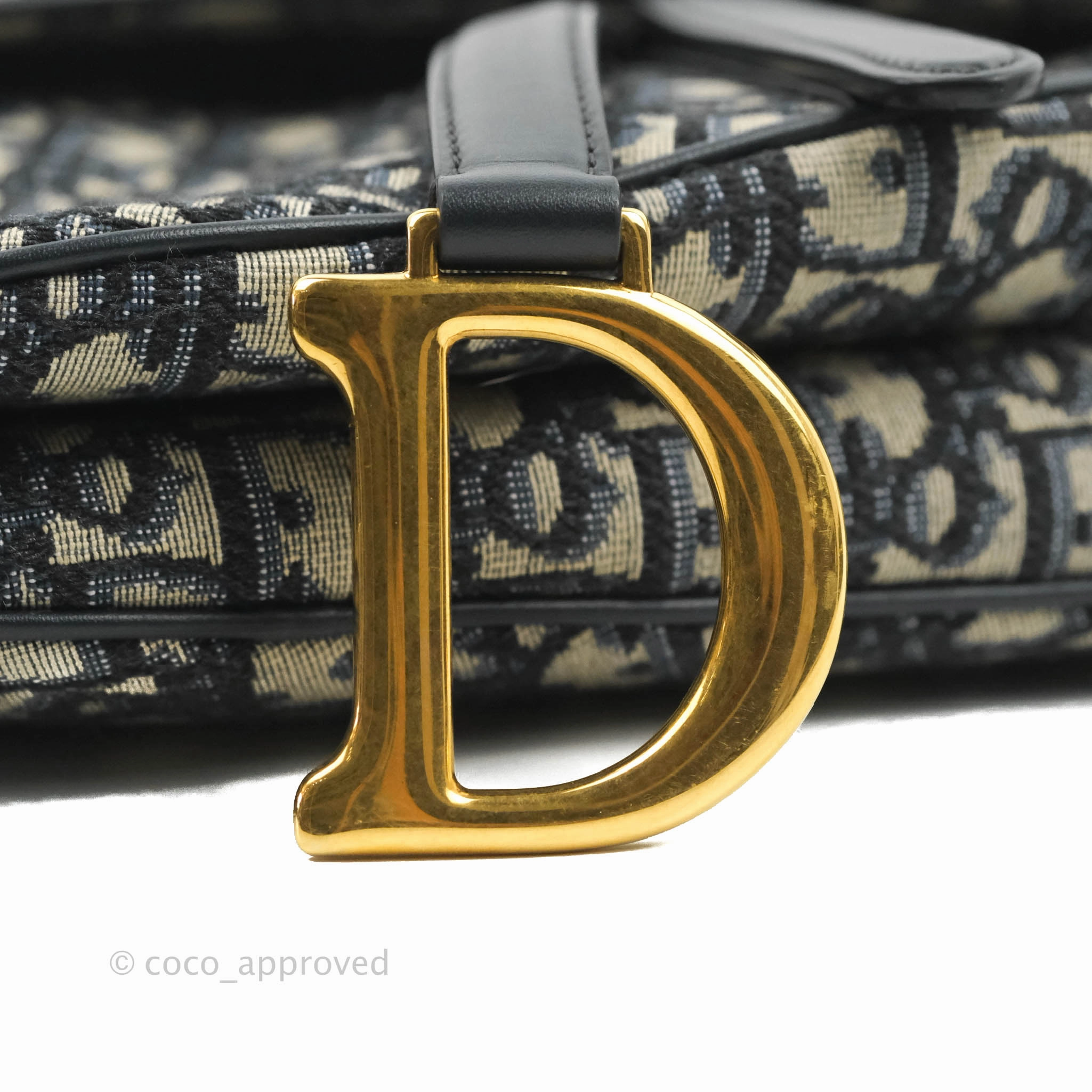 Christian Dior Saddle Medium Blue Oblique Jacquard Gold Hardware