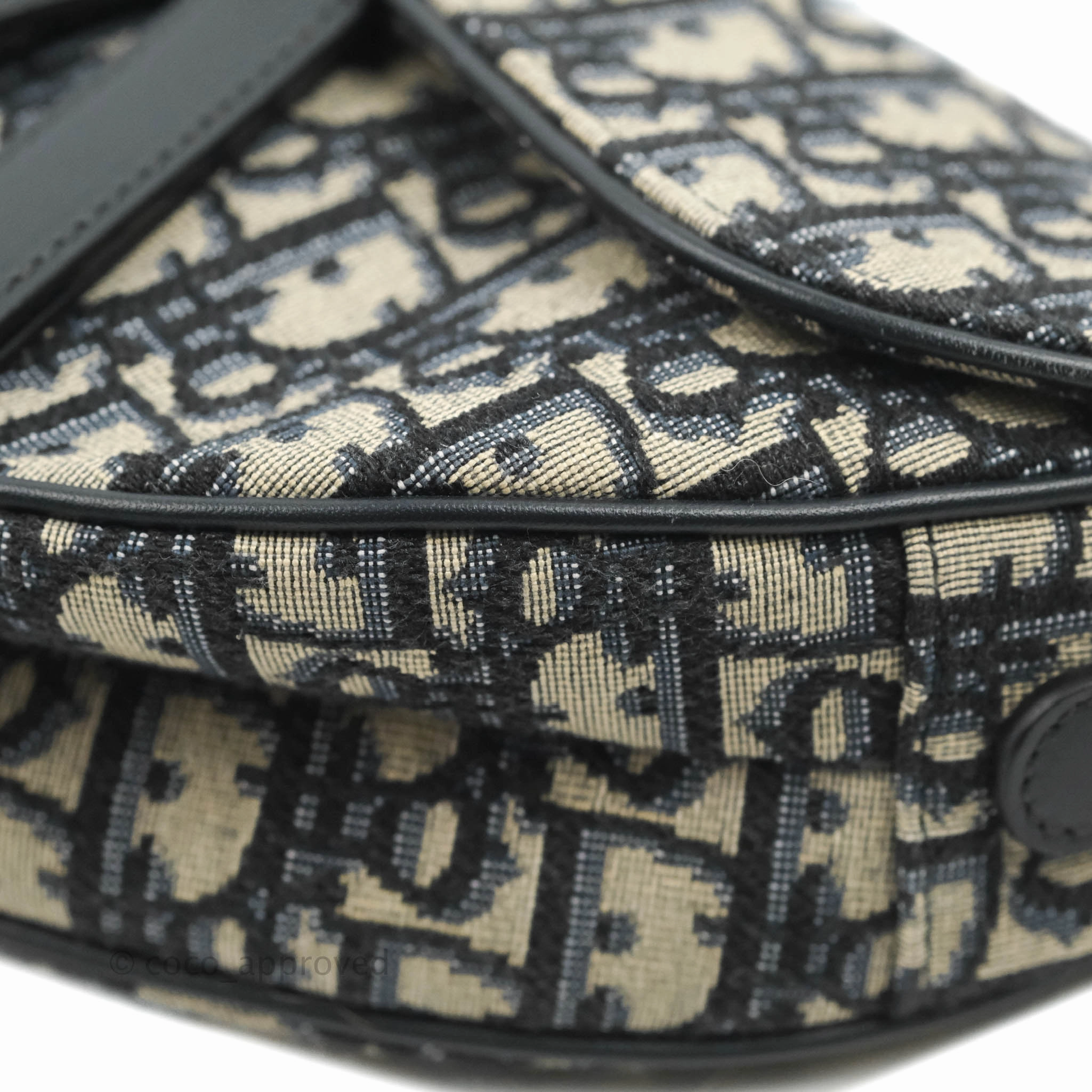 Christian Dior Saddle Medium Blue Oblique Jacquard Gold Hardware