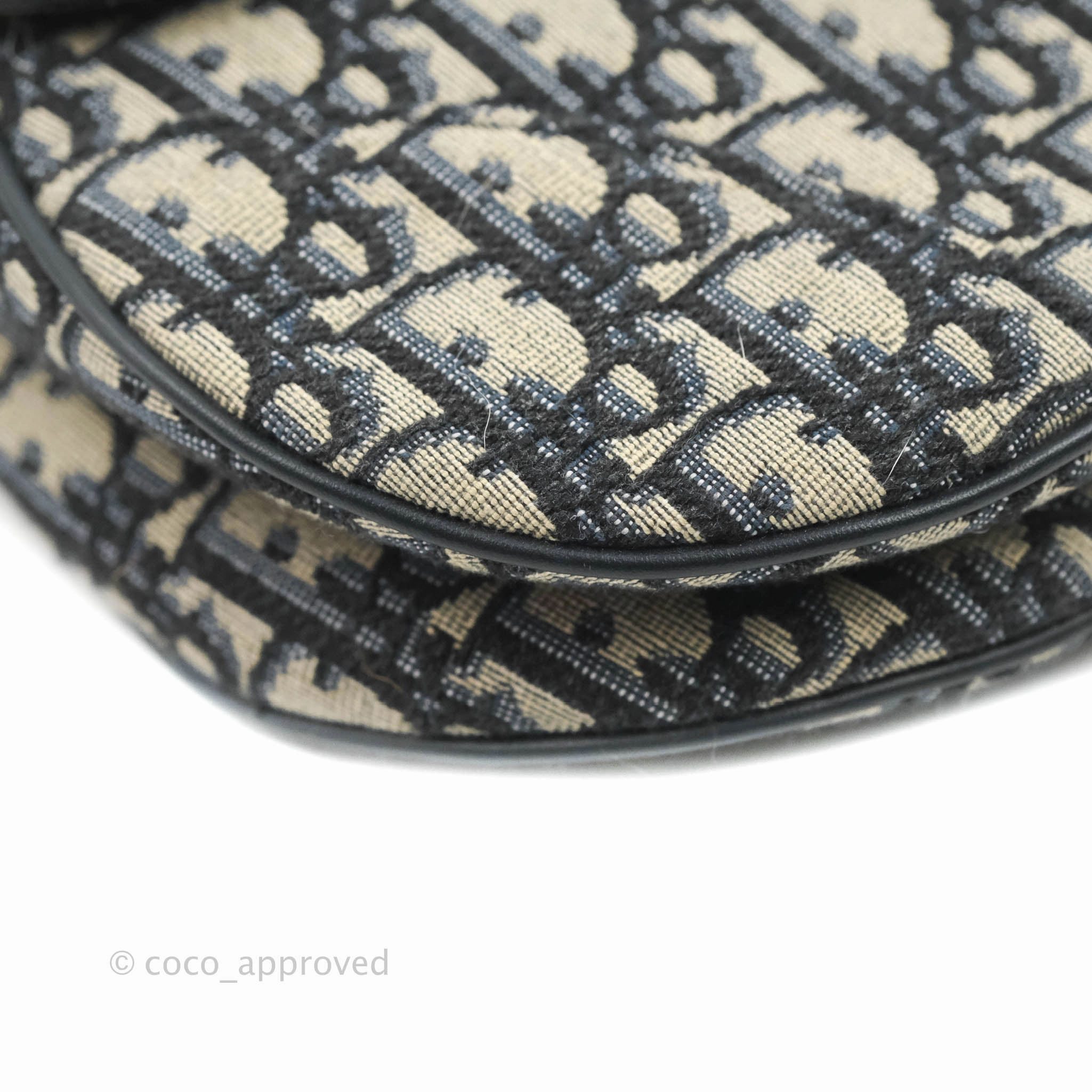 Christian Dior Saddle Medium Blue Oblique Jacquard Gold Hardware