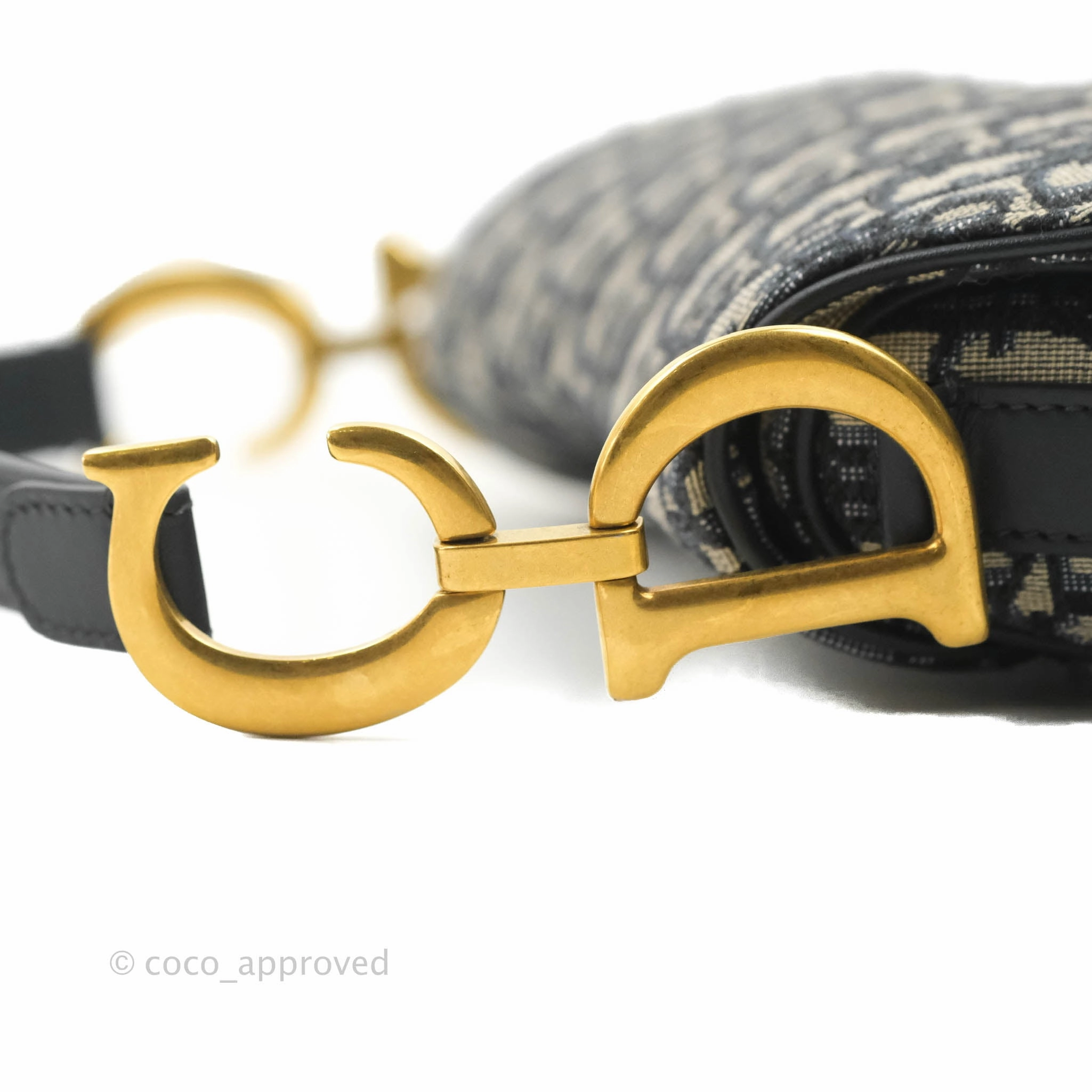 Christian Dior Saddle Medium Blue Oblique Jacquard Gold Hardware