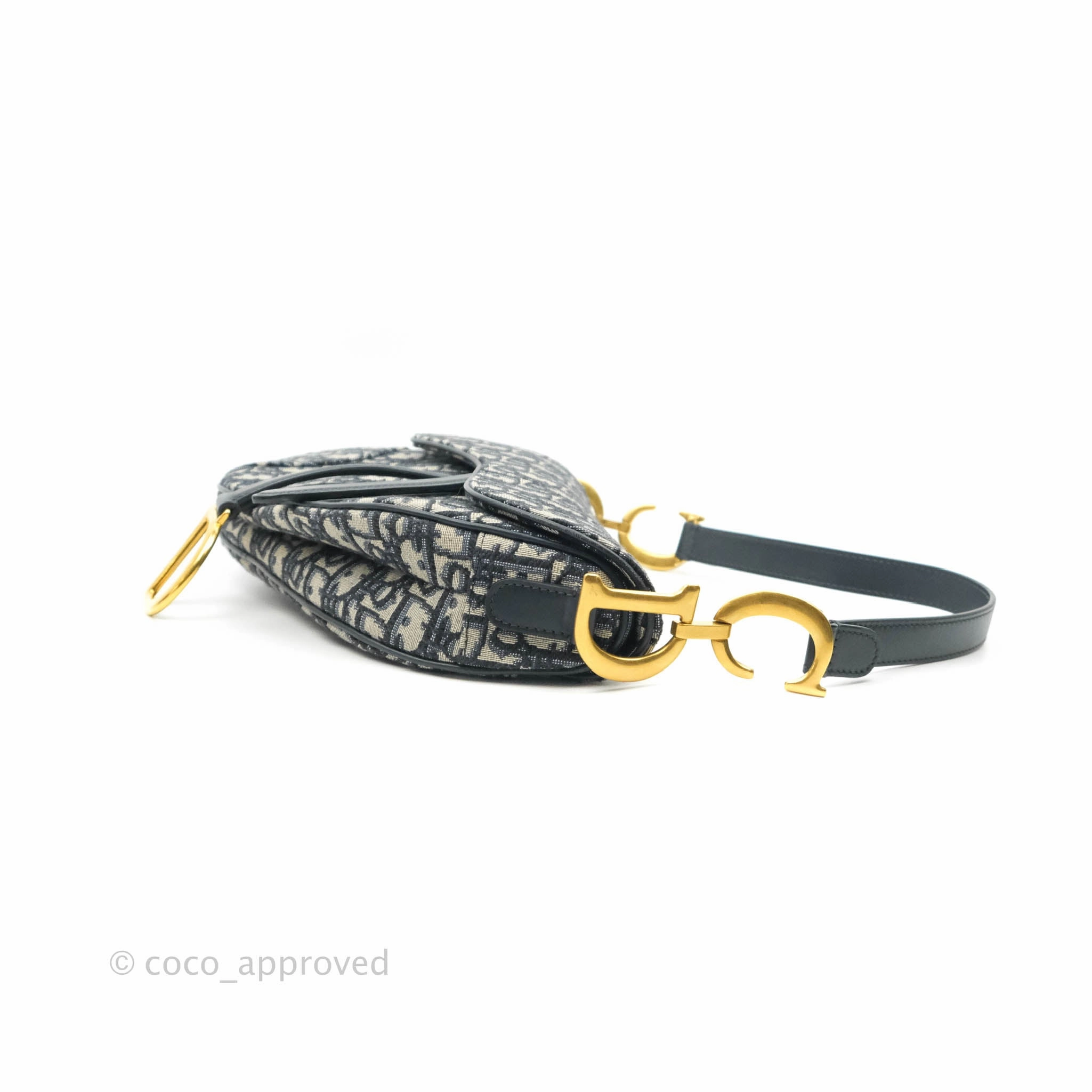 Christian Dior Saddle Medium Blue Oblique Jacquard Gold Hardware