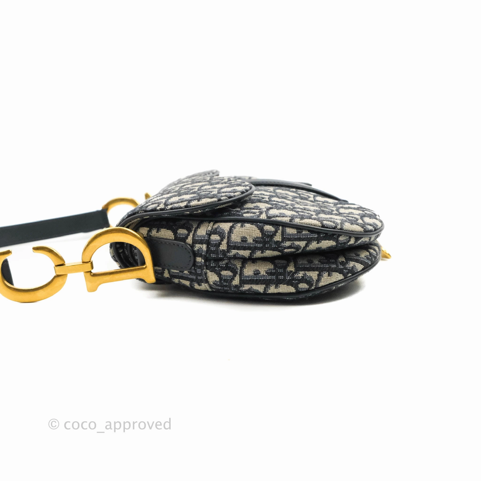 Christian Dior Saddle Medium Blue Oblique Jacquard Gold Hardware