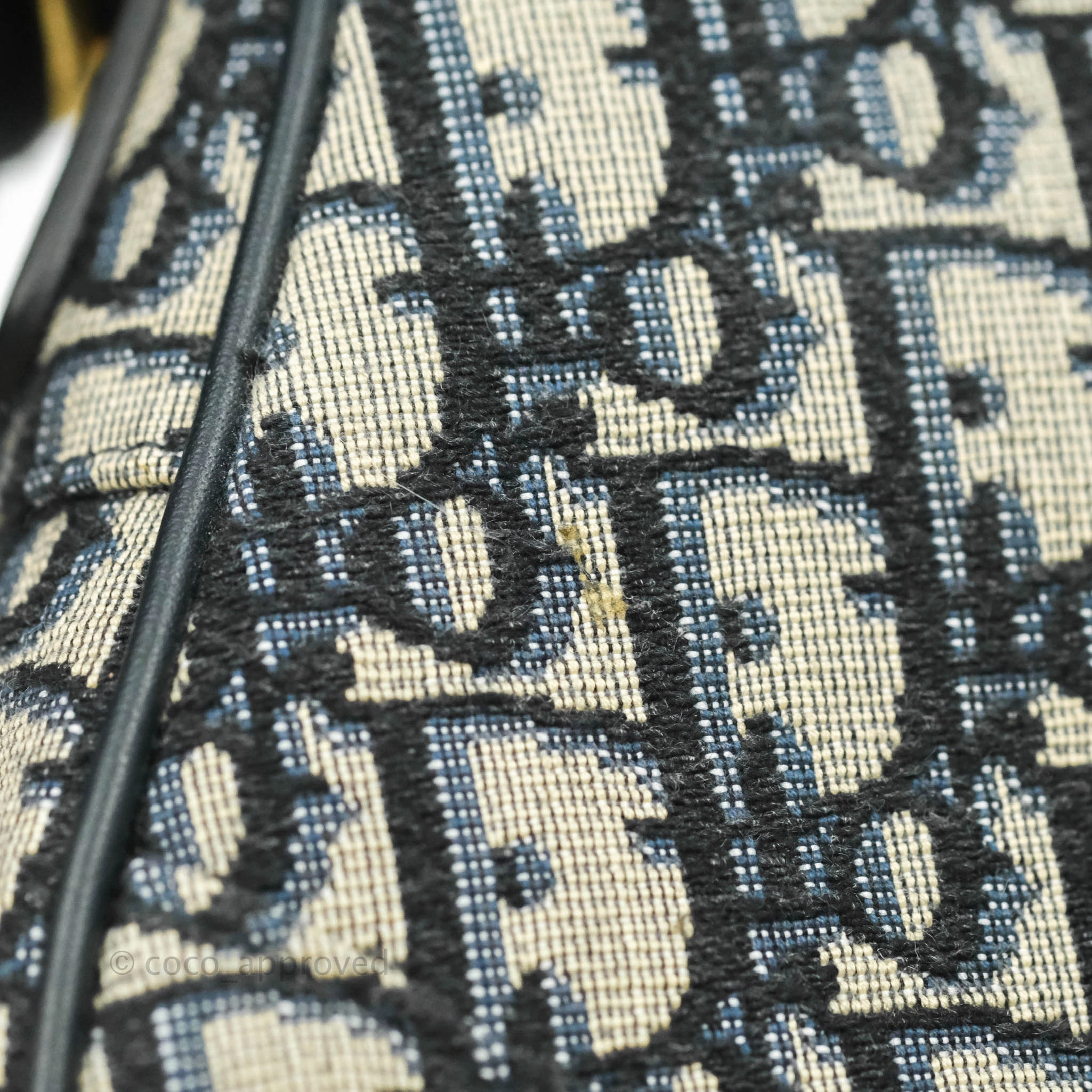 Christian Dior Saddle Medium Blue Oblique Jacquard Gold Hardware