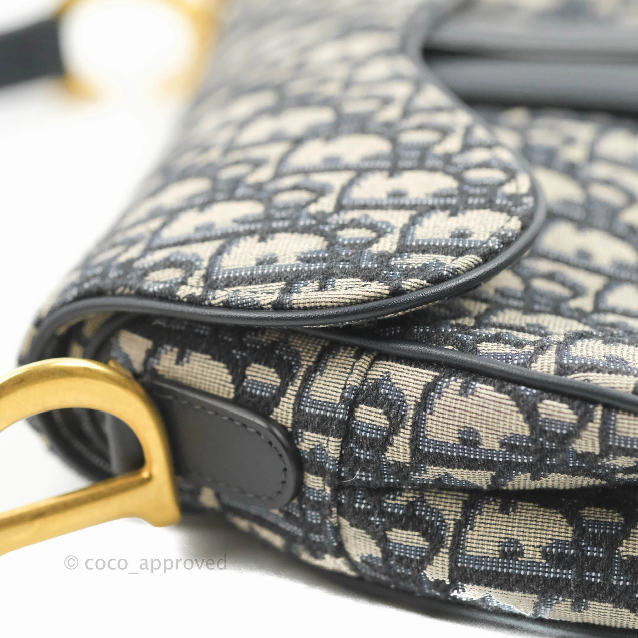 Christian Dior Saddle Medium Blue Oblique Jacquard Gold Hardware