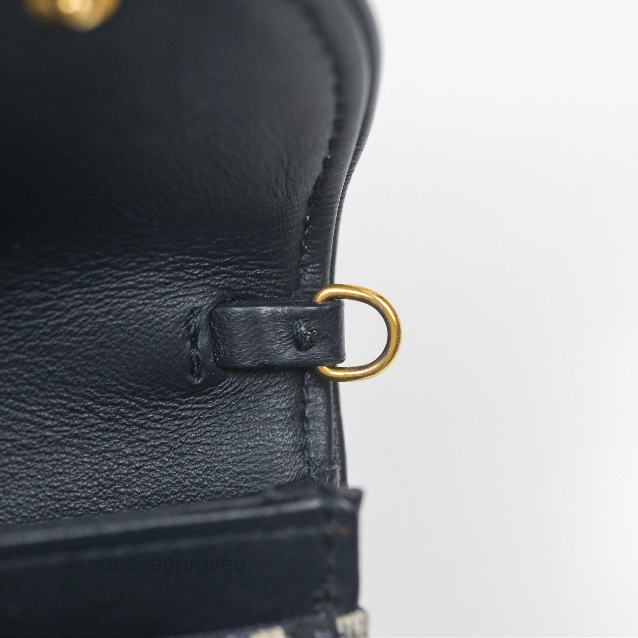 Christian Dior Saddle Wallet On Chain Navy Oblique Jacquard