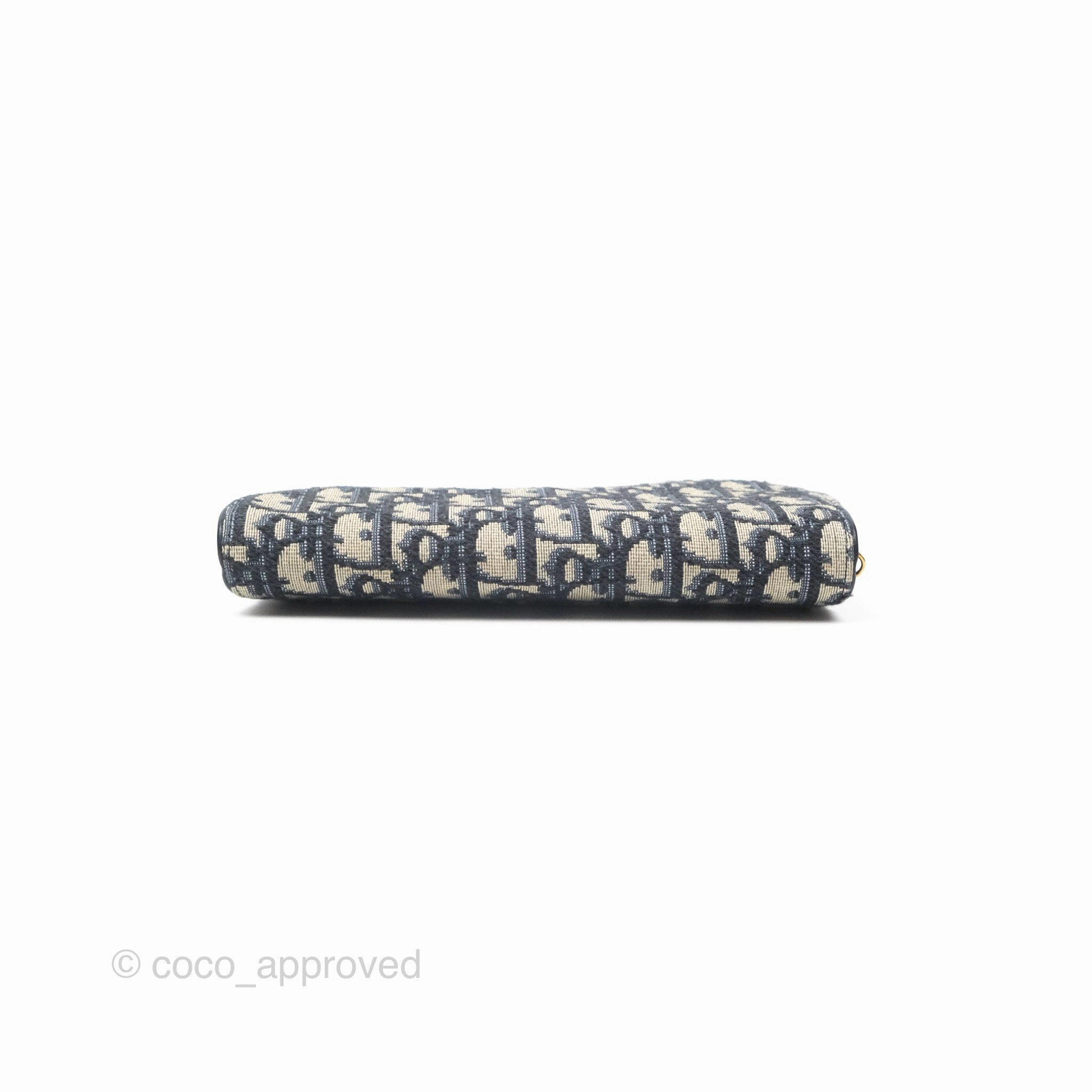 Christian Dior Saddle Wallet On Chain Navy Oblique Jacquard