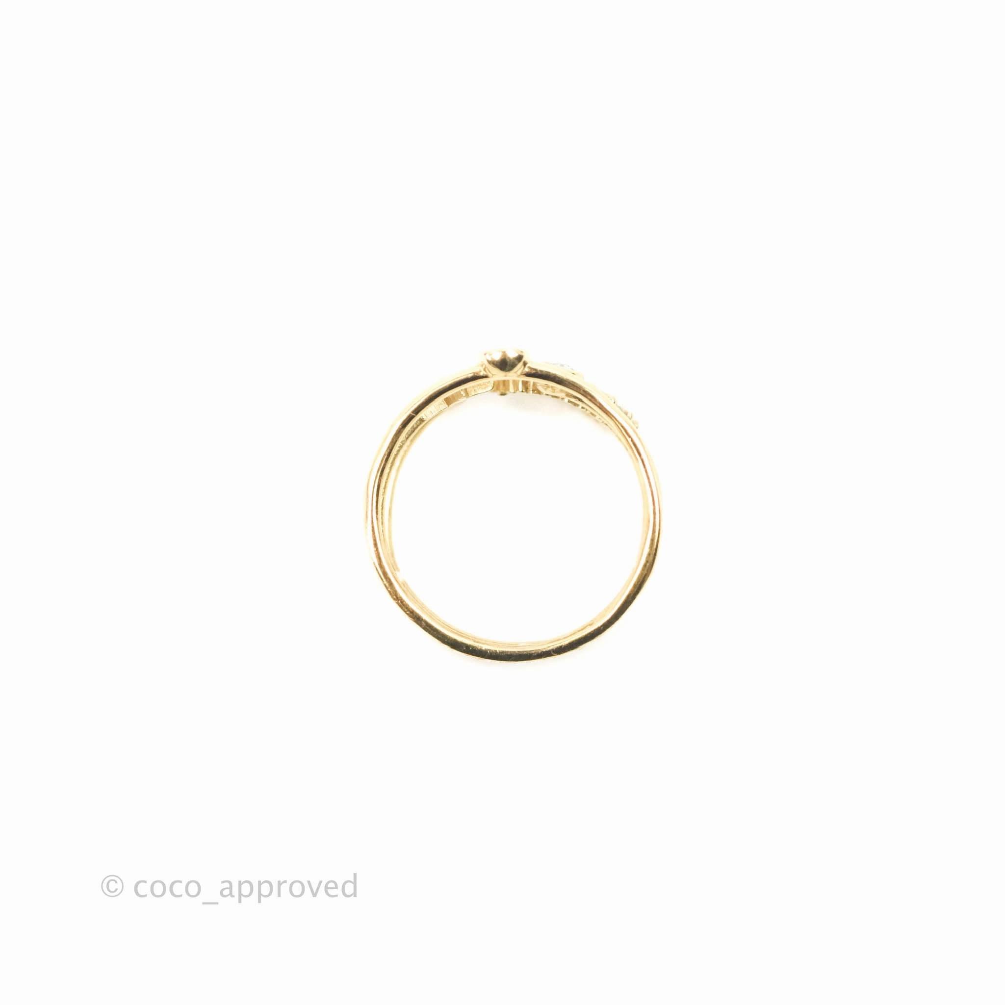 Christian Dior Shiny-D Ring Crystals Gold Tone Size S