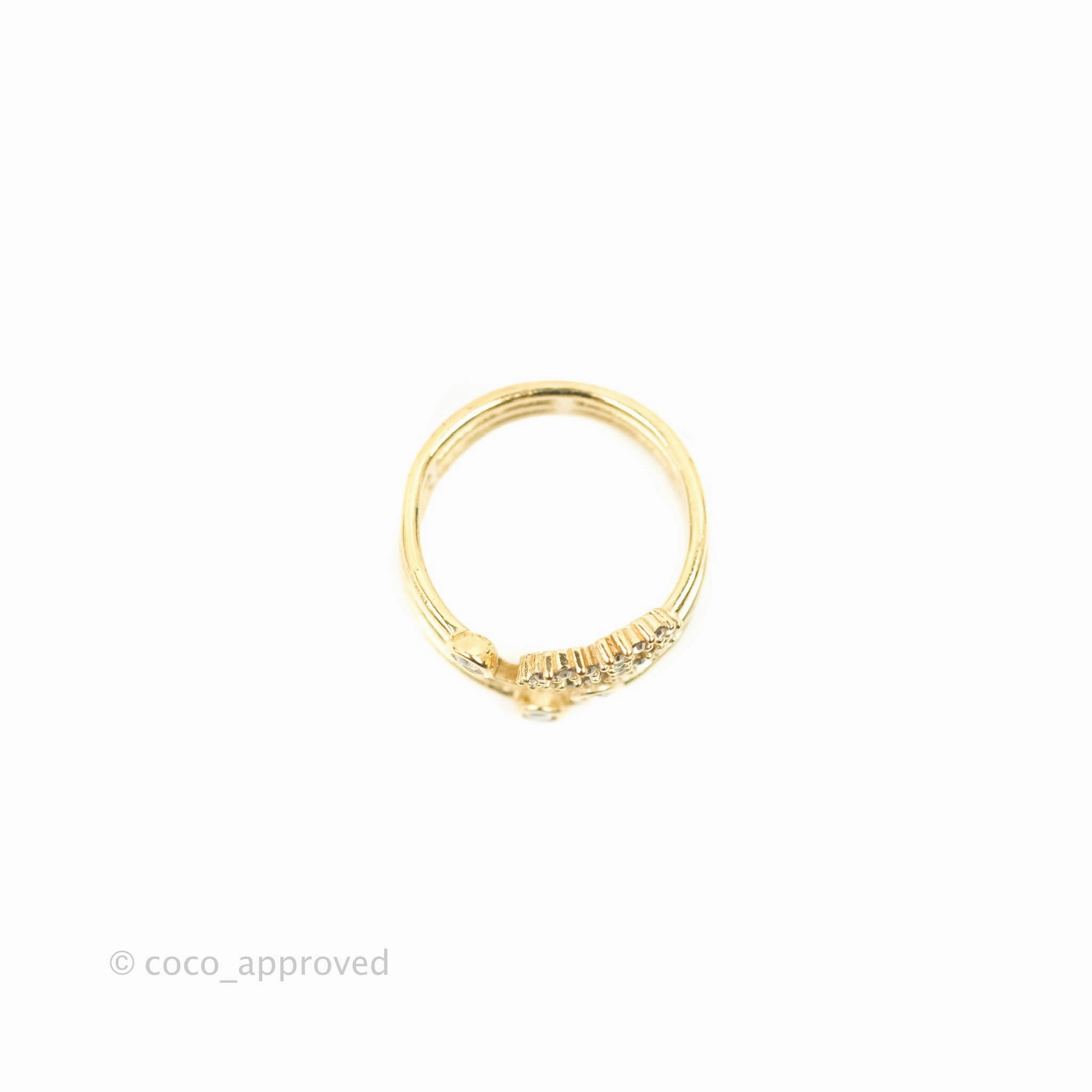 Christian Dior Shiny-D Ring Crystals Gold Tone Size S