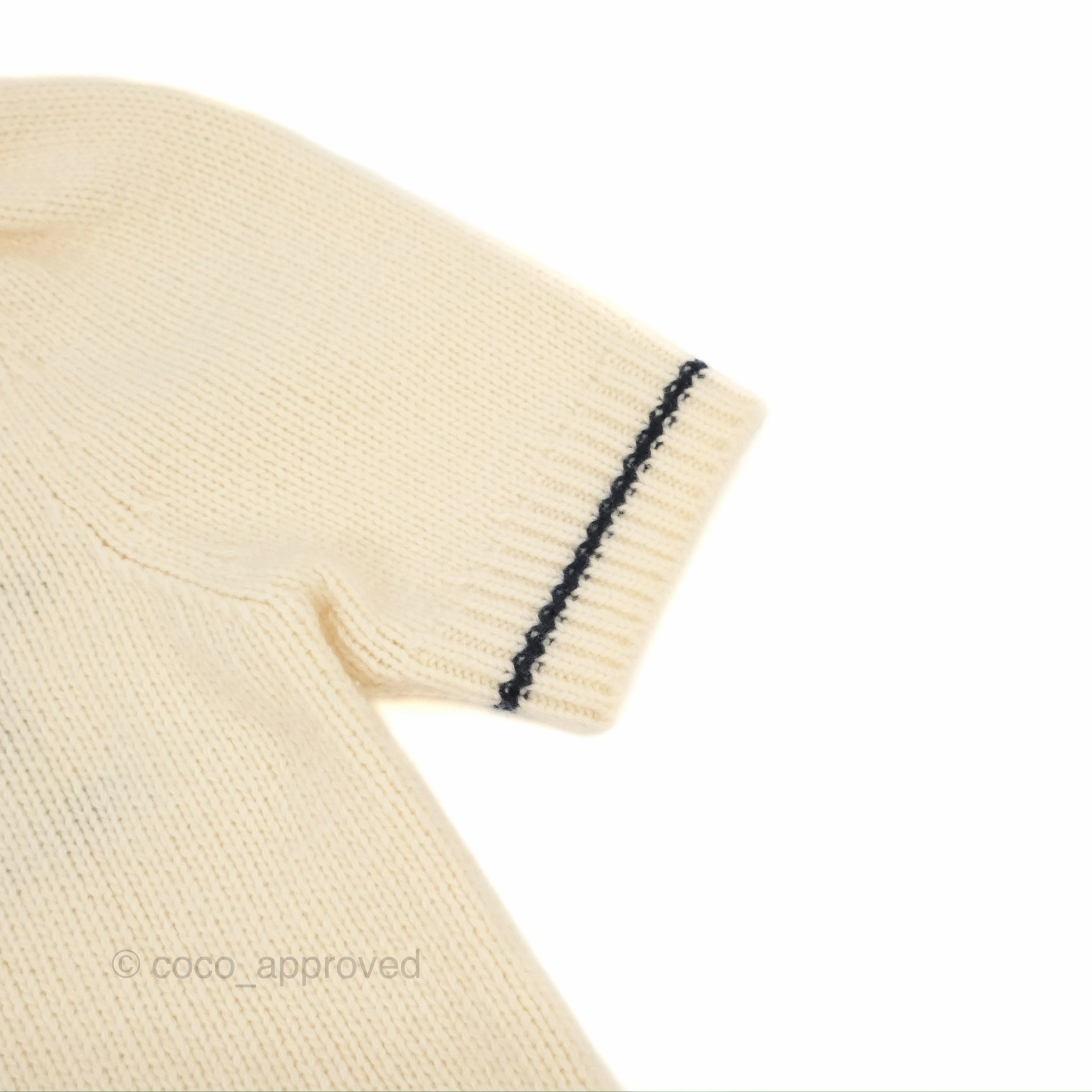 Christian Dior Short Sleeve Sweater Ecru Cashmere Wool Knit