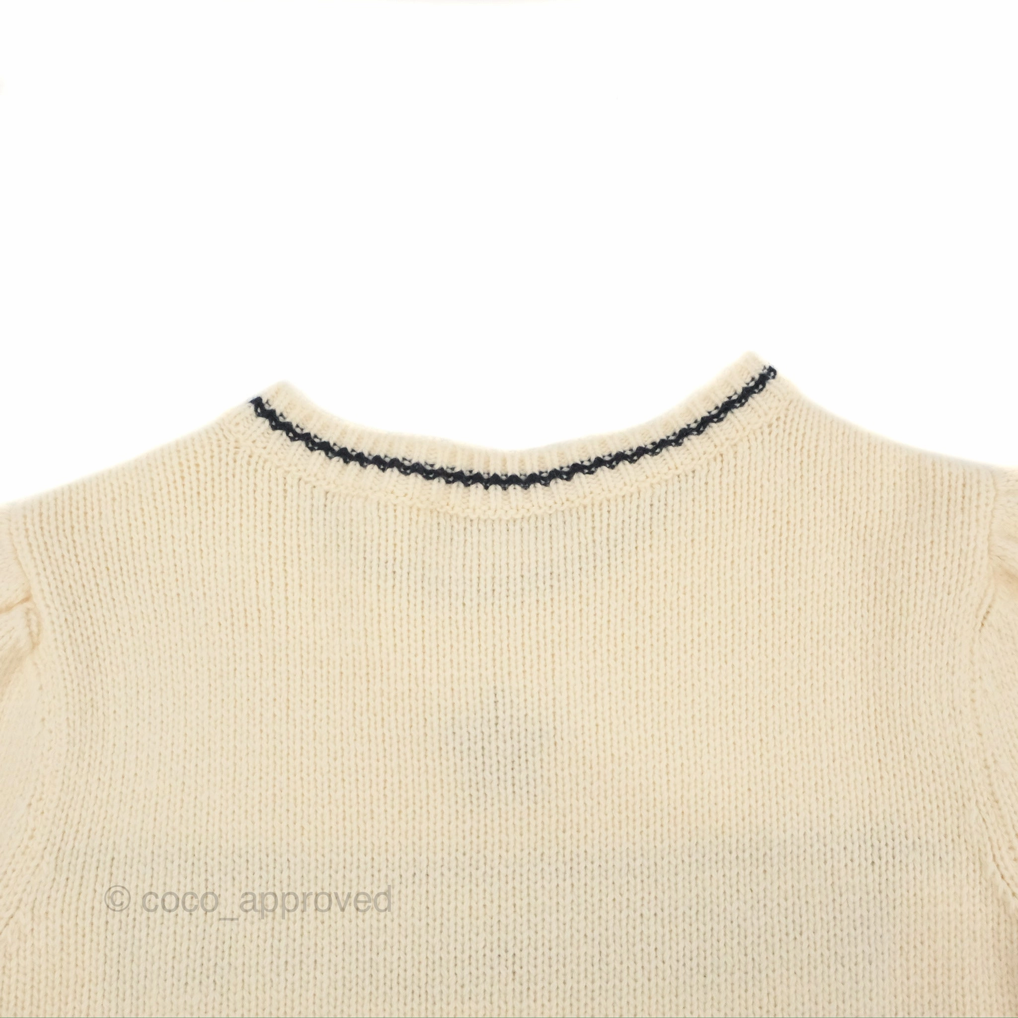 Christian Dior Short Sleeve Sweater Ecru Cashmere Wool Knit