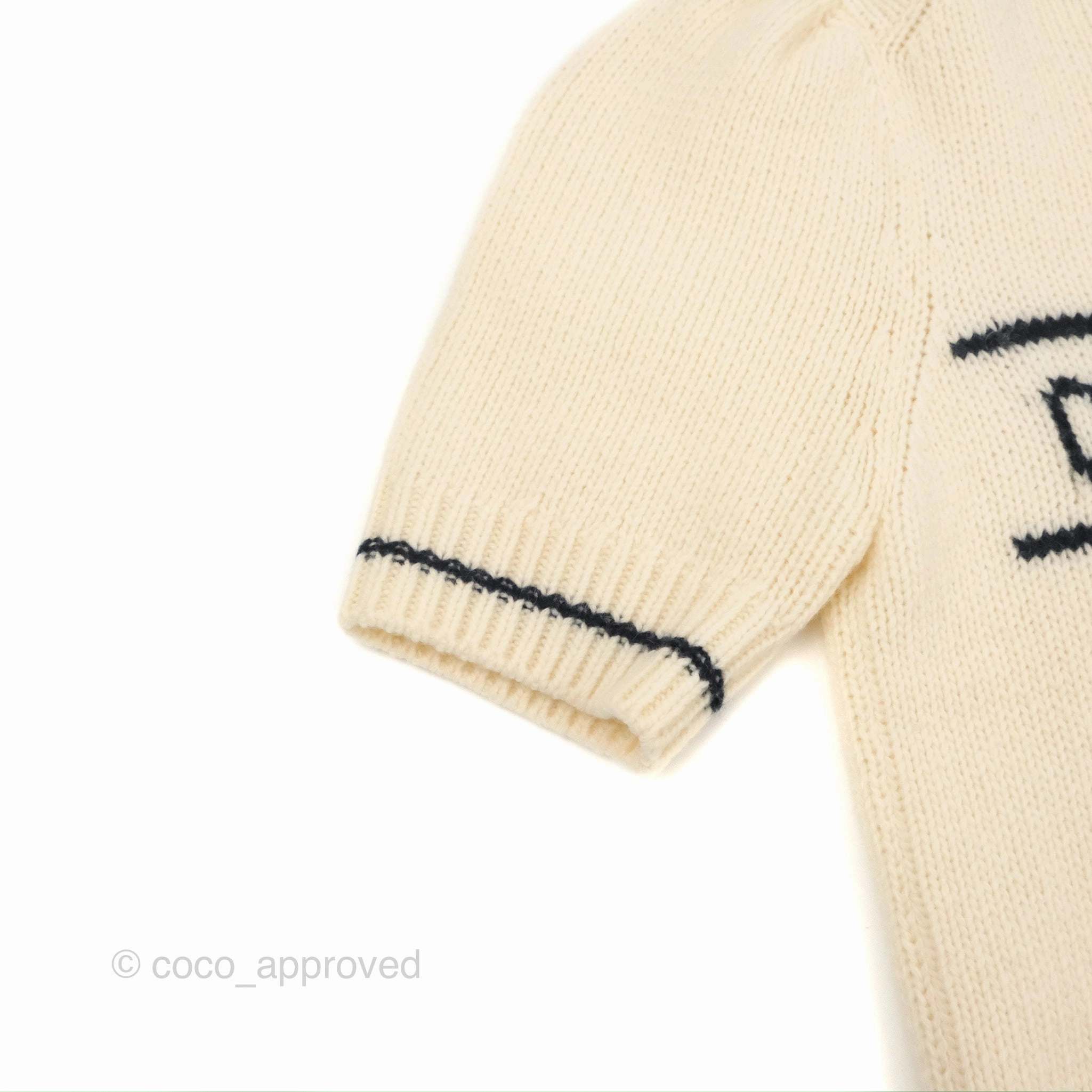 Christian Dior Short Sleeve Sweater Ecru Cashmere Wool Knit