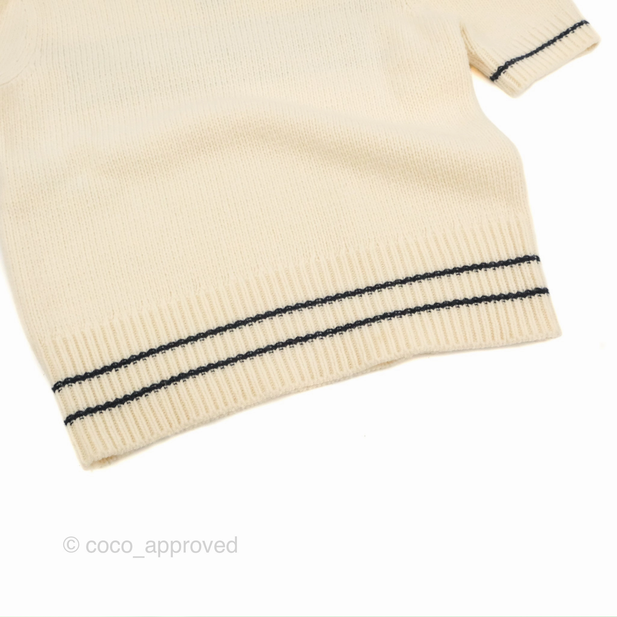 Christian Dior Short Sleeve Sweater Ecru Cashmere Wool Knit