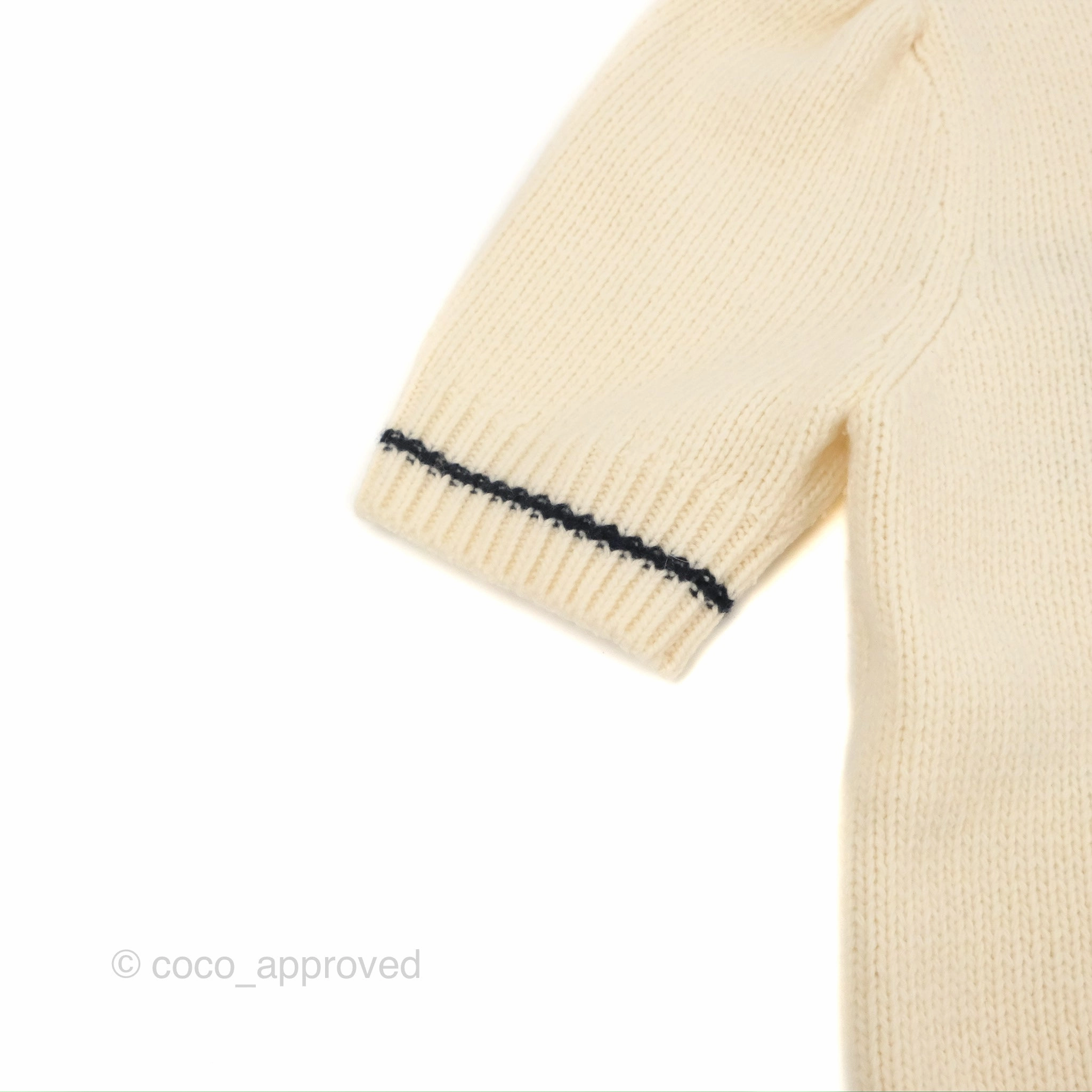 Christian Dior Short Sleeve Sweater Ecru Cashmere Wool Knit